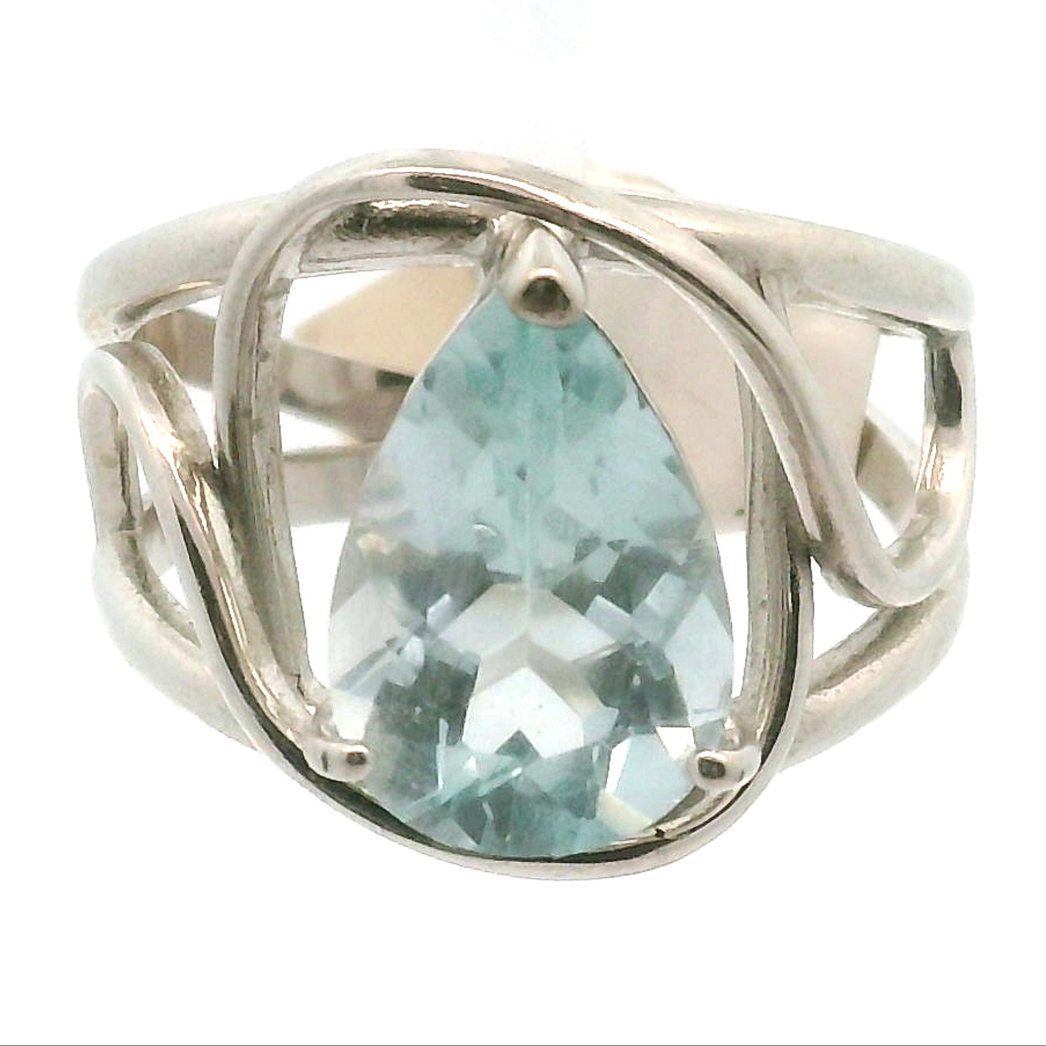 Blue Topaz Cuff Ring .925 Silver for Higher Levels of Awareness, Peaceful Communication and Clarity