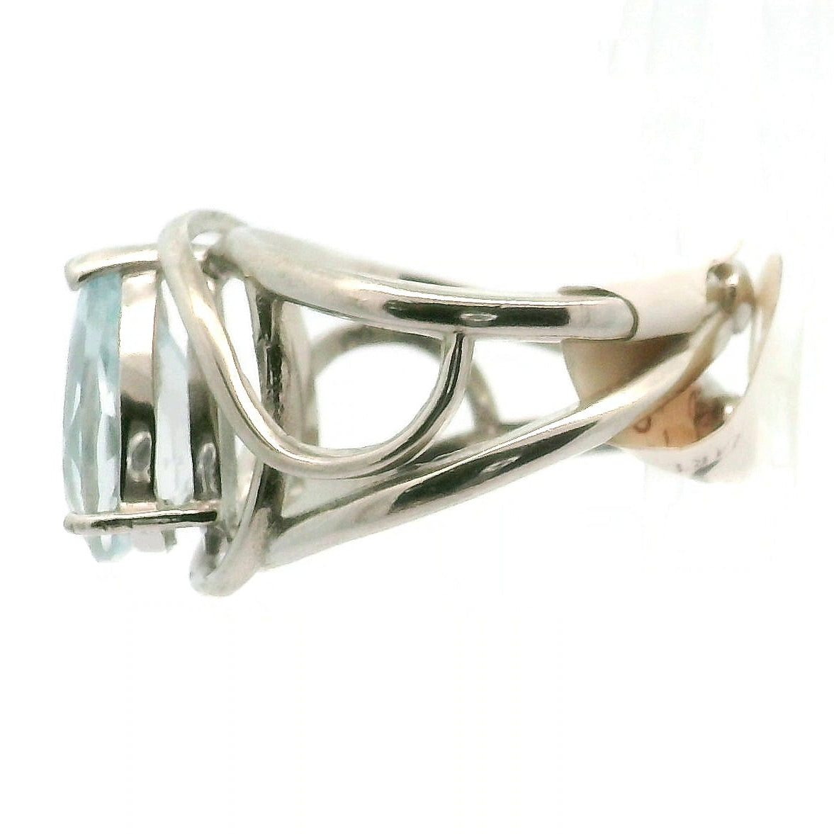 Blue Topaz Cuff Ring .925 Silver for Higher Levels of Awareness, Peaceful Communication and Clarity