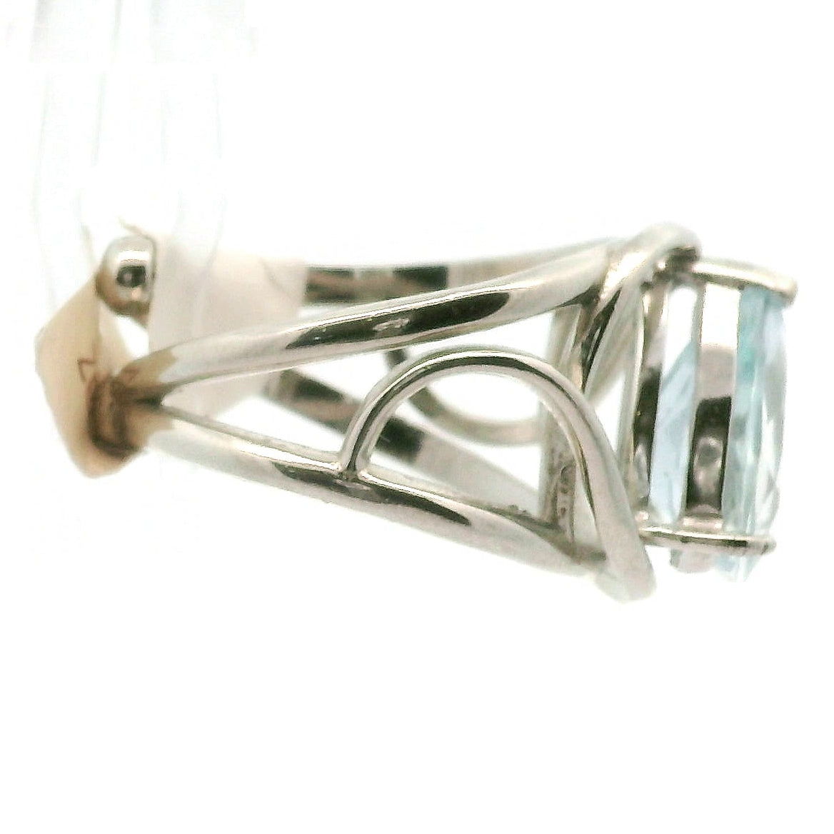 Blue Topaz Cuff Ring .925 Silver for Higher Levels of Awareness, Peaceful Communication and Clarity