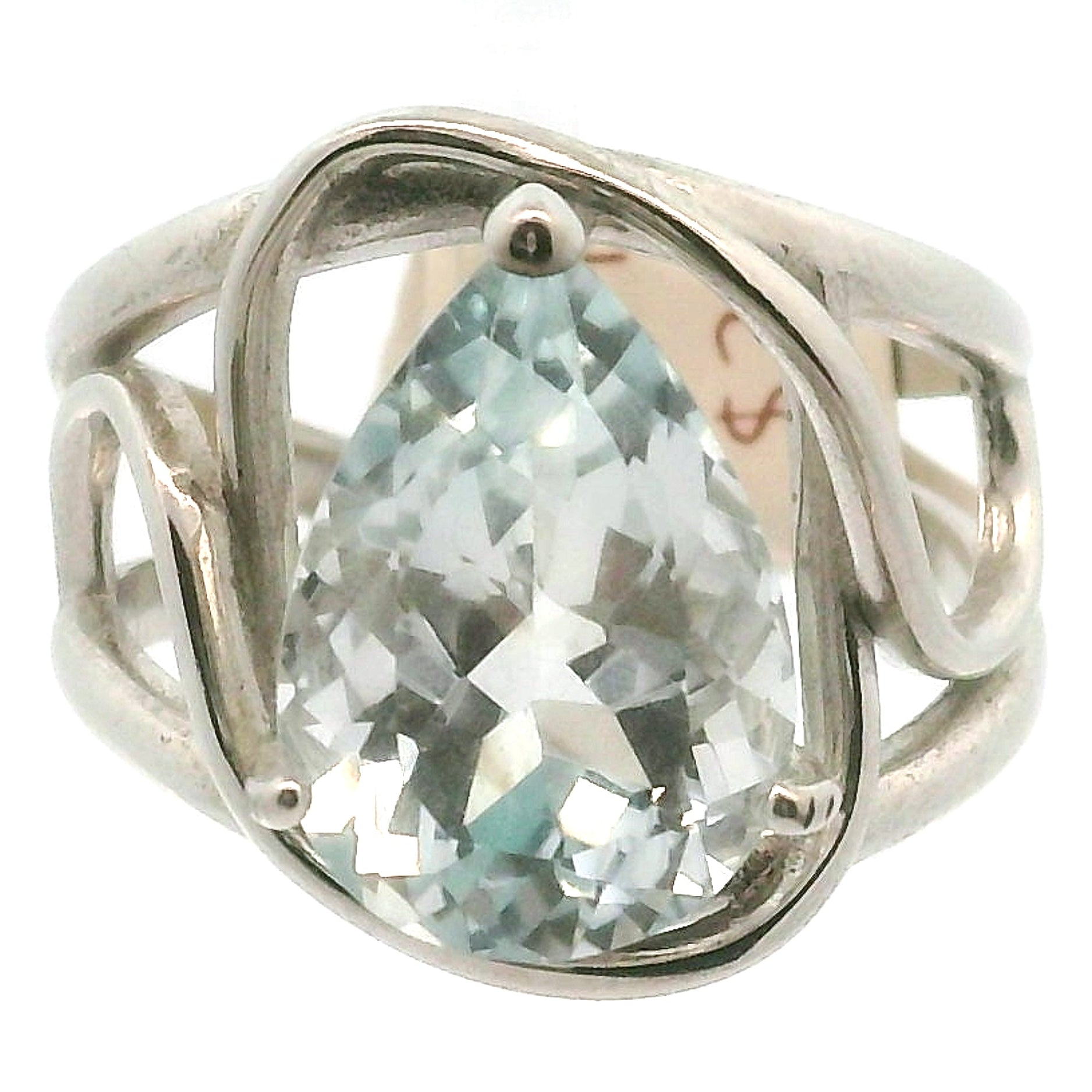 Blue Topaz Cuff Ring .925 Silver for Higher Levels of Awareness, Peaceful Communication and Clarity