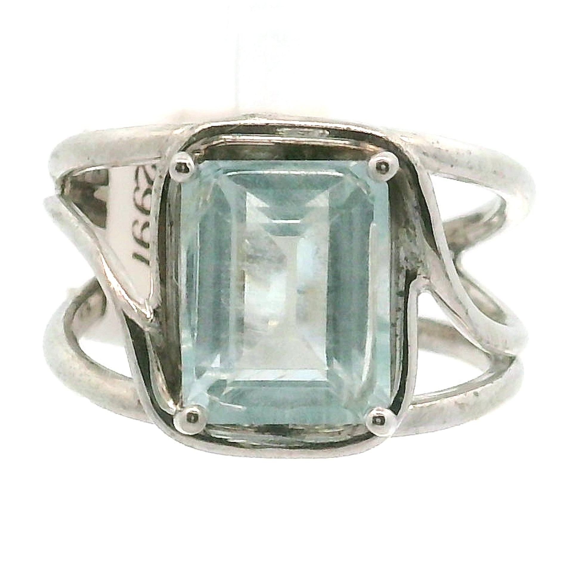 Blue Topaz Cuff Ring .925 Silver for Higher Levels of Awareness, Peaceful Communication and Clarity