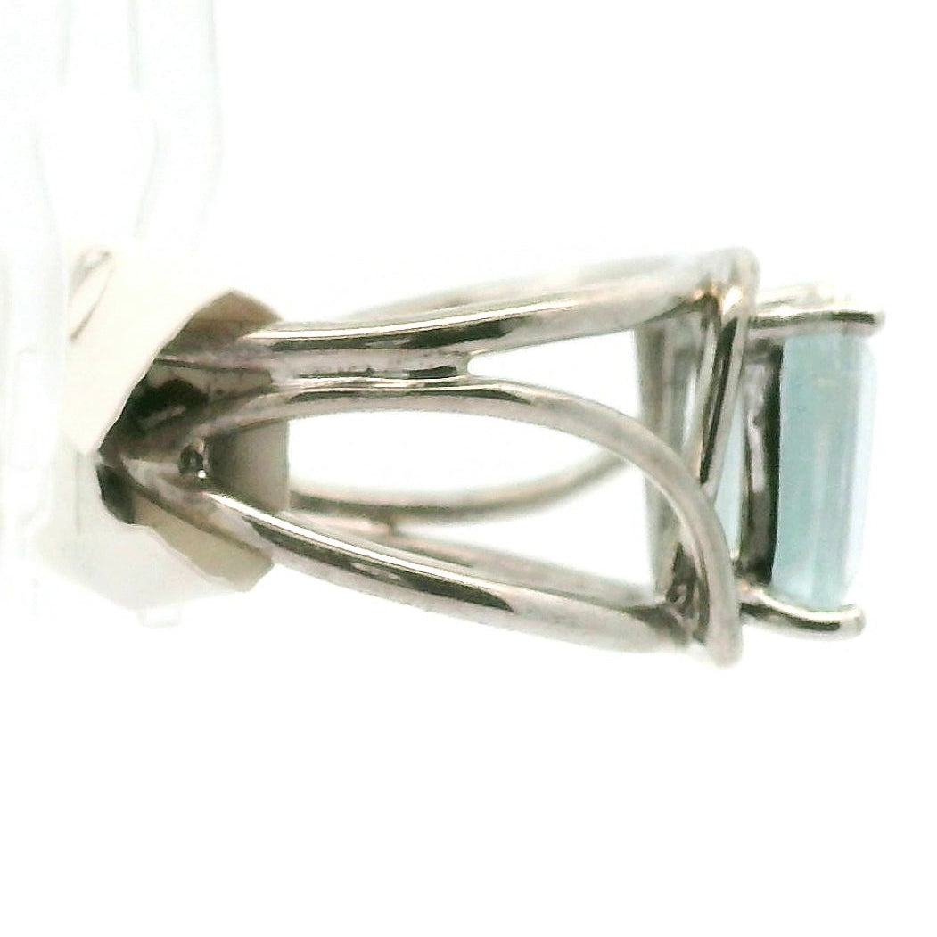 Blue Topaz Cuff Ring .925 Silver for Higher Levels of Awareness, Peaceful Communication and Clarity