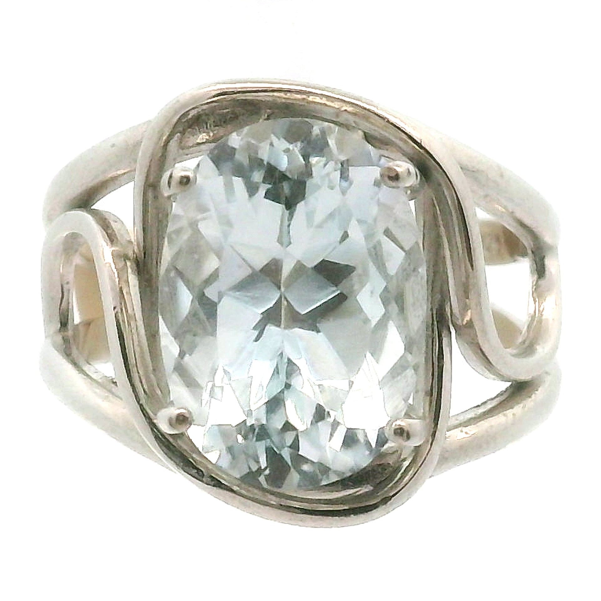 Blue Topaz Cuff Ring .925 Silver for Higher Levels of Awareness, Peaceful Communication and Clarity