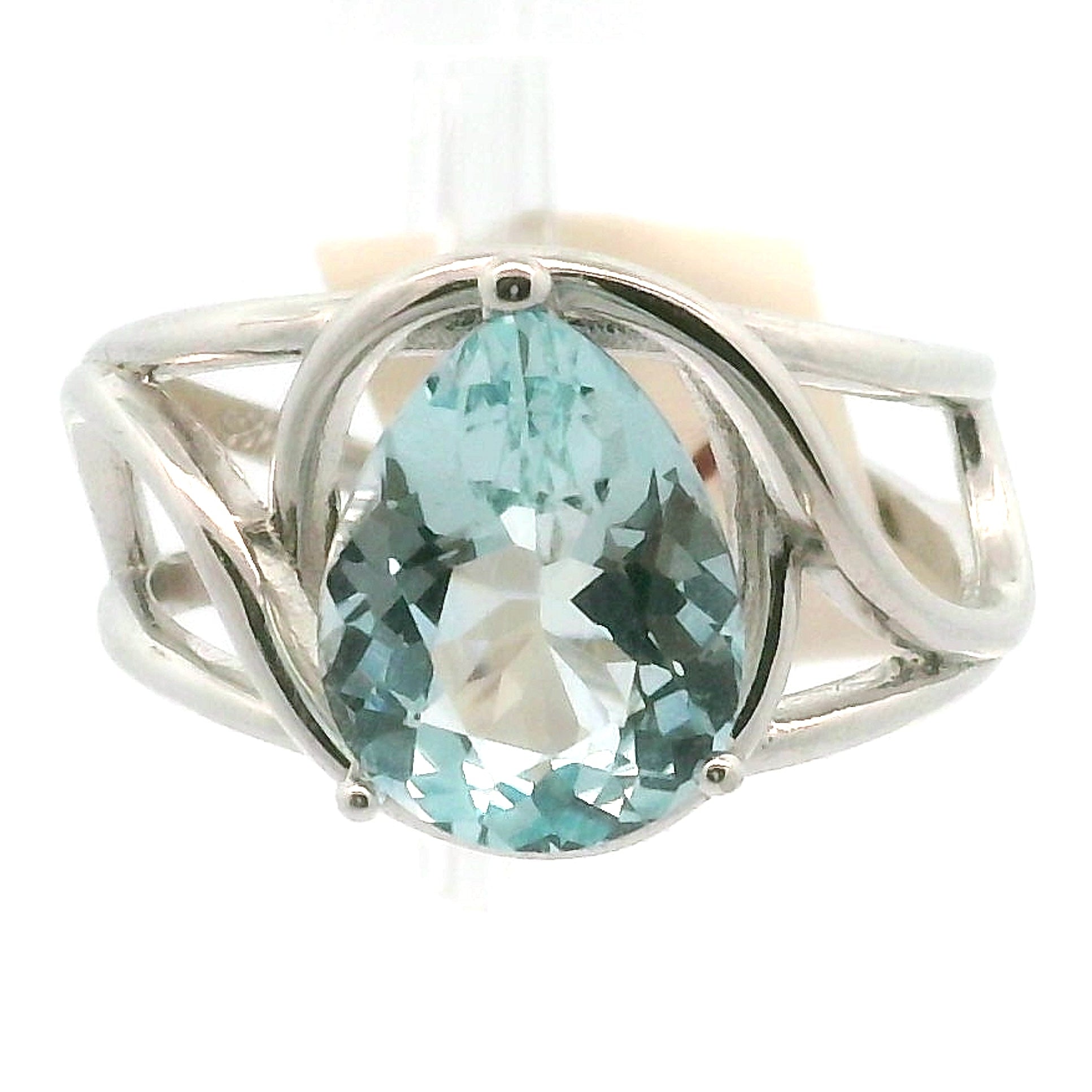 Blue Topaz Cuff Ring .925 Silver for Higher Levels of Awareness, Peaceful Communication and Clarity