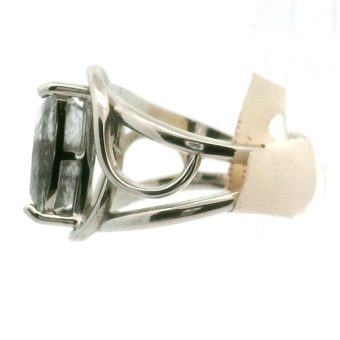 Aquamarine with Copper .925 Silver Adjustable Cuff Ring for Calm Communication