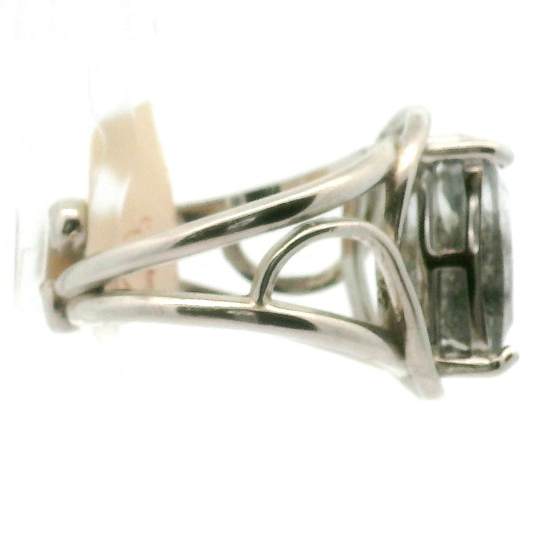Aquamarine with Copper .925 Silver Adjustable Cuff Ring for Calm Communication