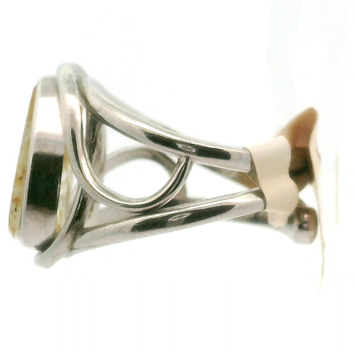 Dendritic Aquamarine with Lemonite .925 Silver Adjustable Ring Cuff
