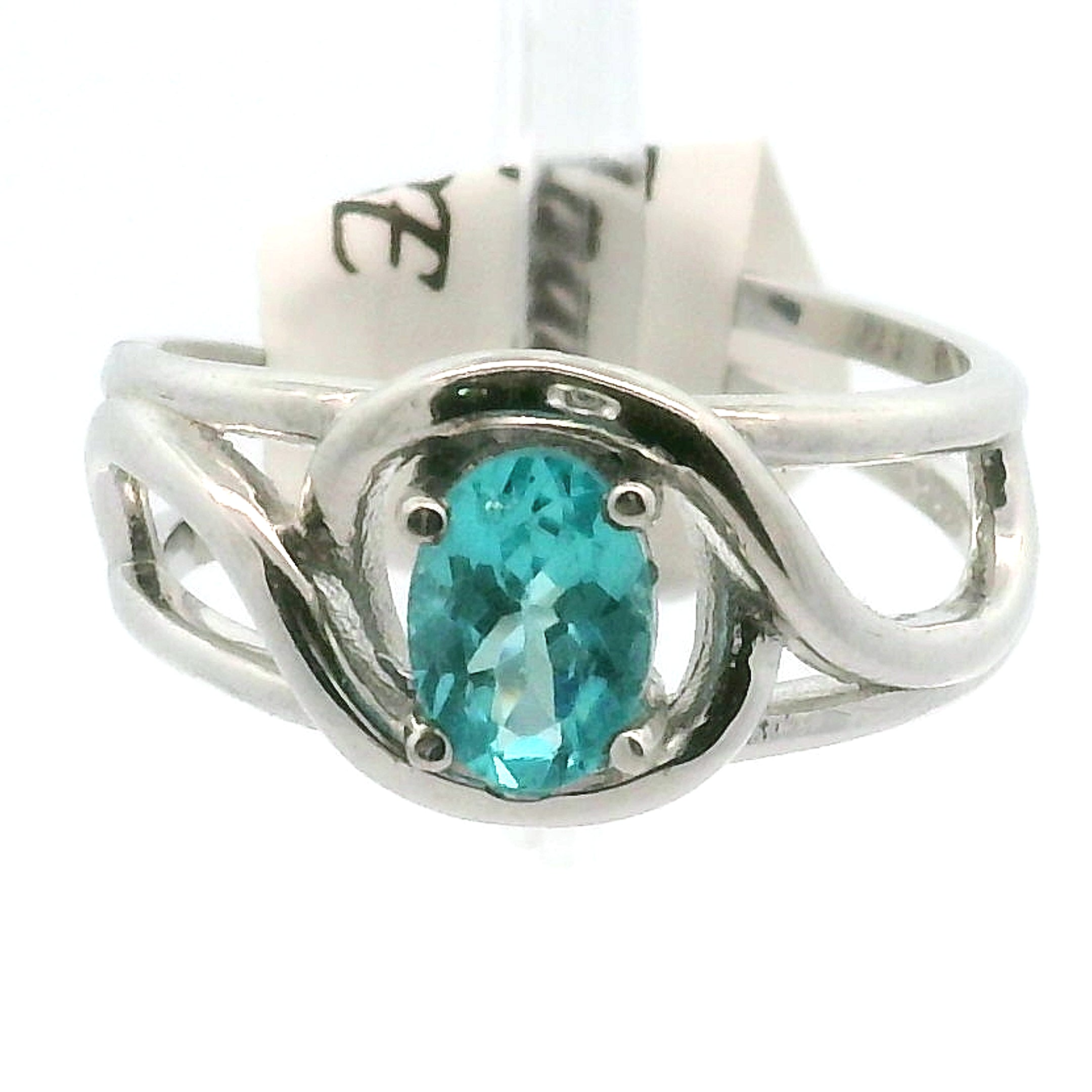 Blue Apatite Cuff Ring .925 Silver for Overall Health and Wellness