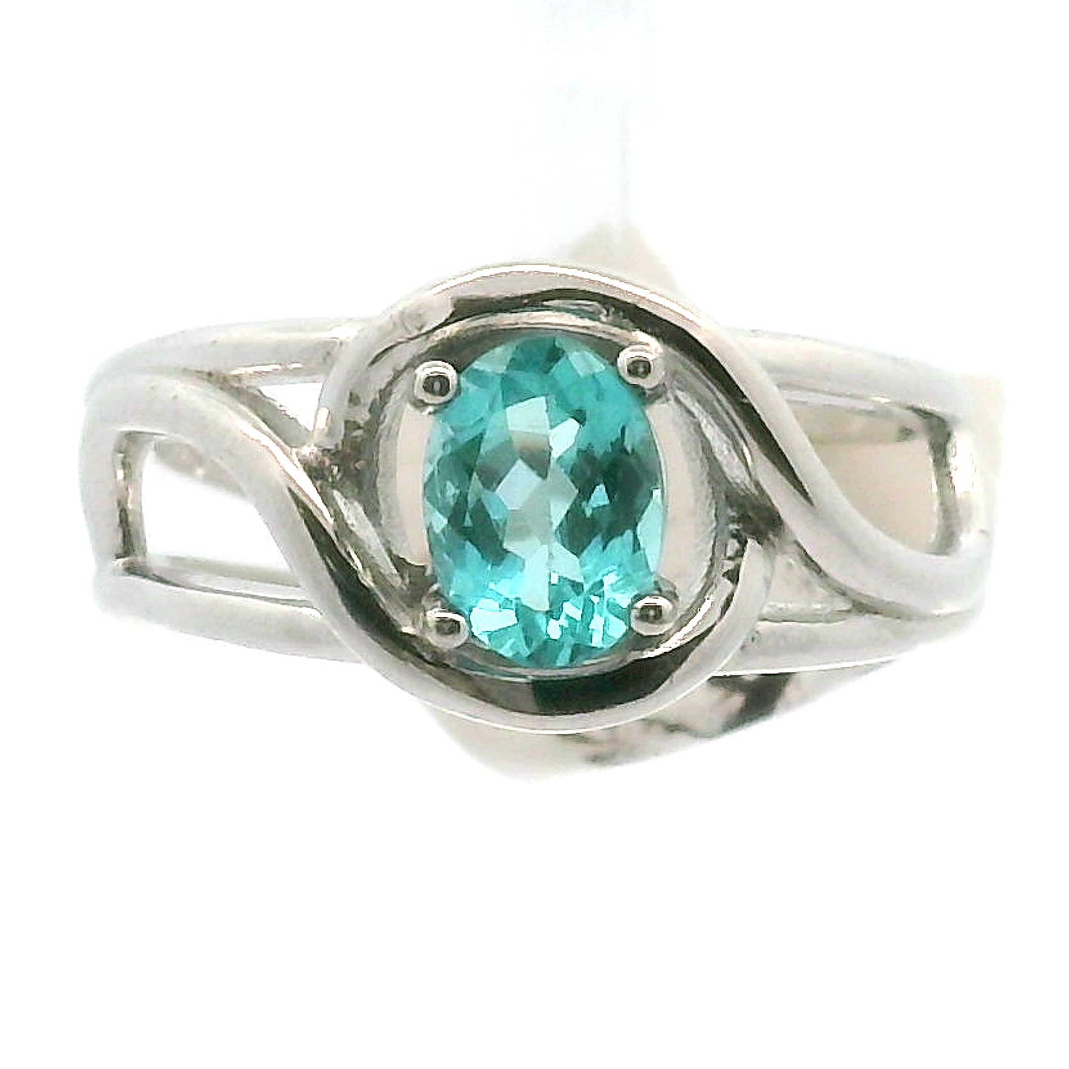 Blue Apatite Cuff Ring .925 Silver for Overall Health and Wellness
