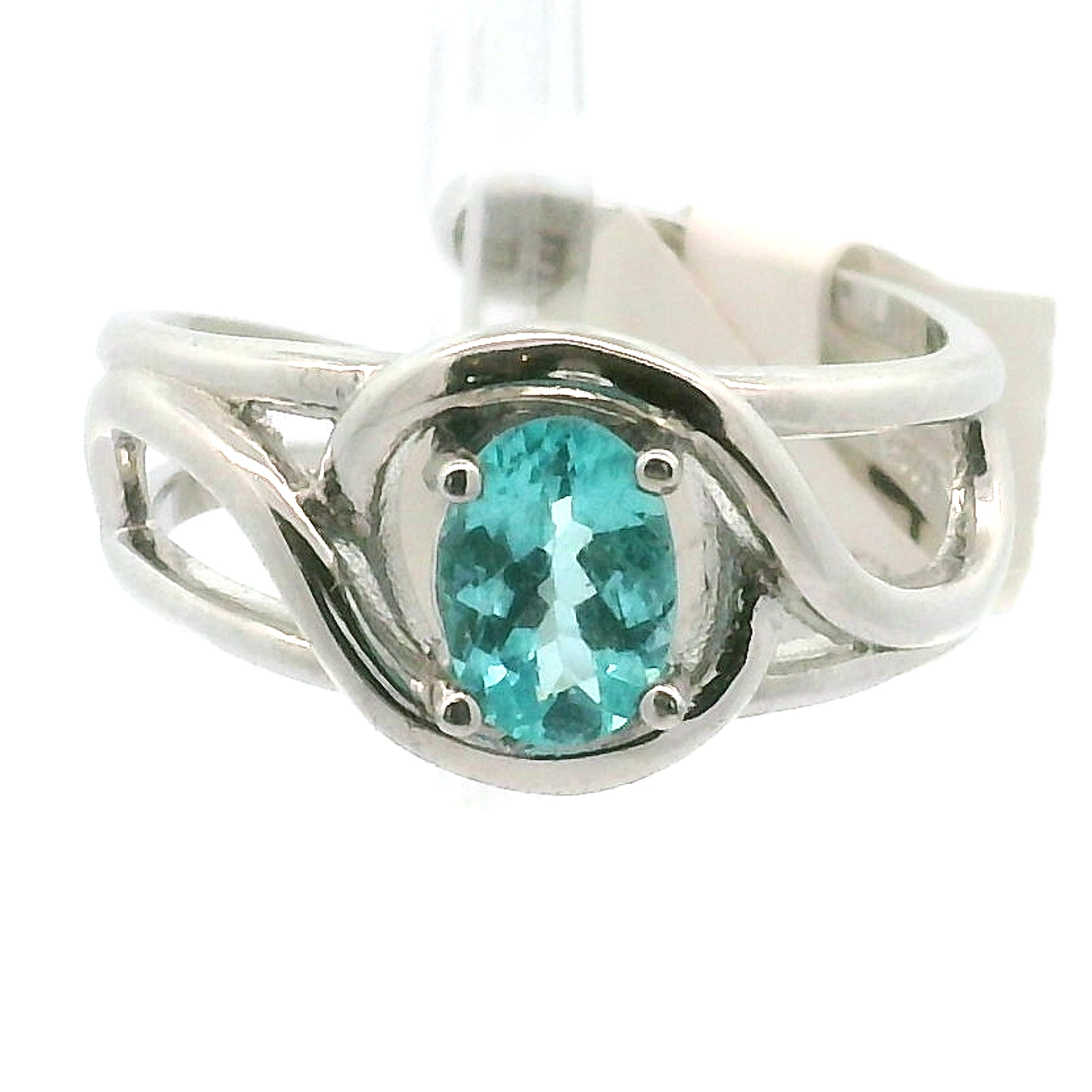 Blue Apatite Cuff Ring .925 Silver for Overall Health and Wellness