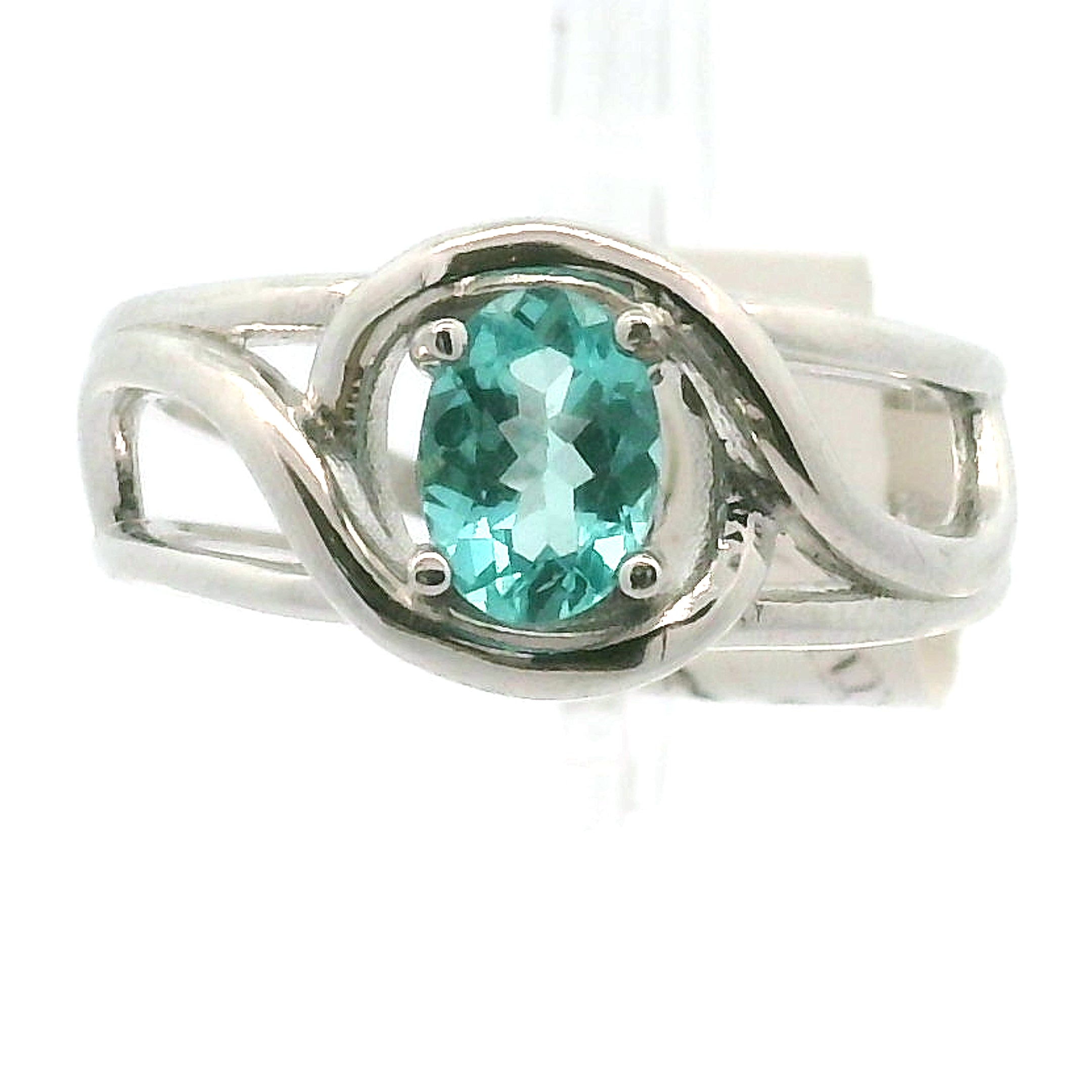 Blue Apatite Cuff Ring .925 Silver for Overall Health and Wellness