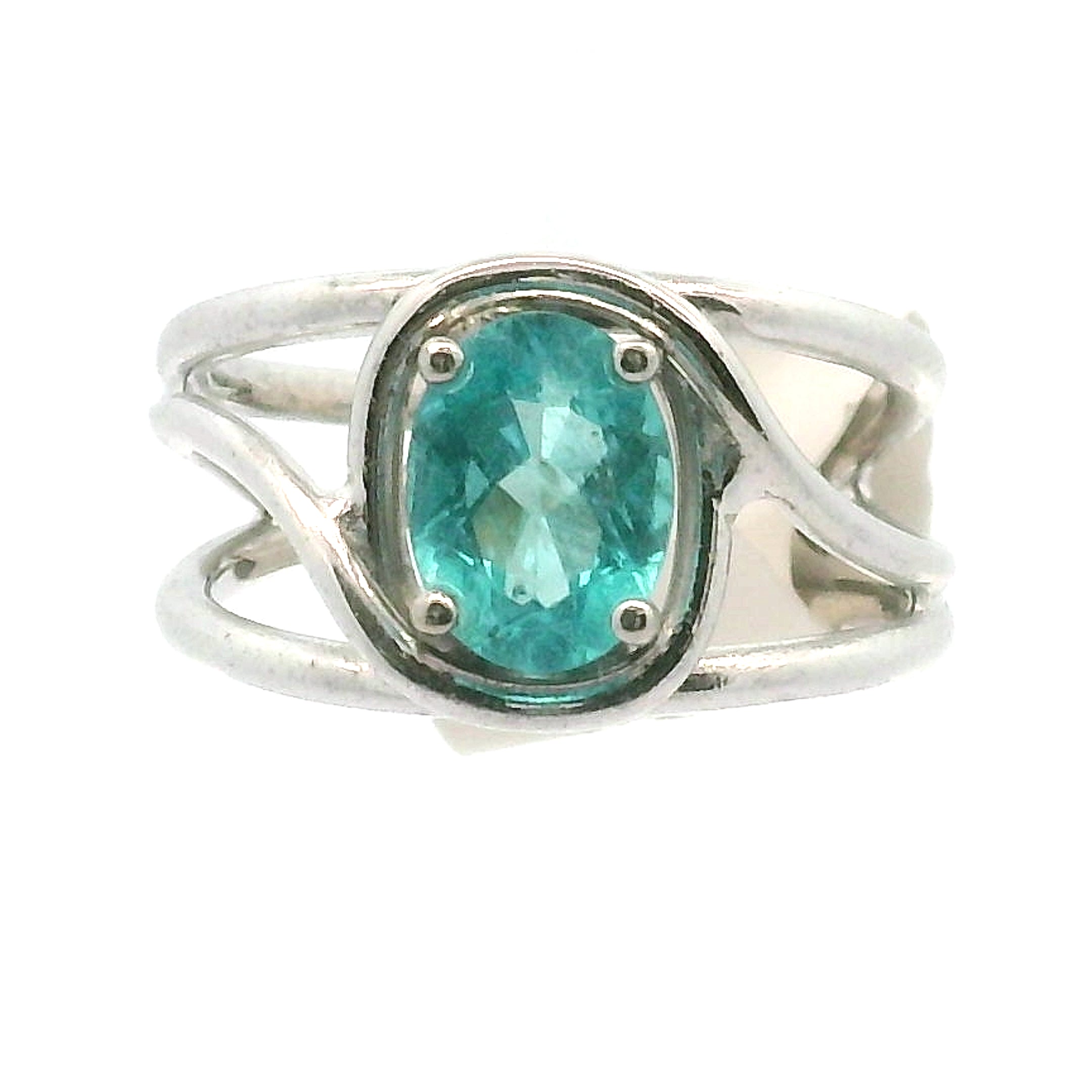 Blue Apatite Midi Cuff Ring .925 Silver for Overall Health and Wellness