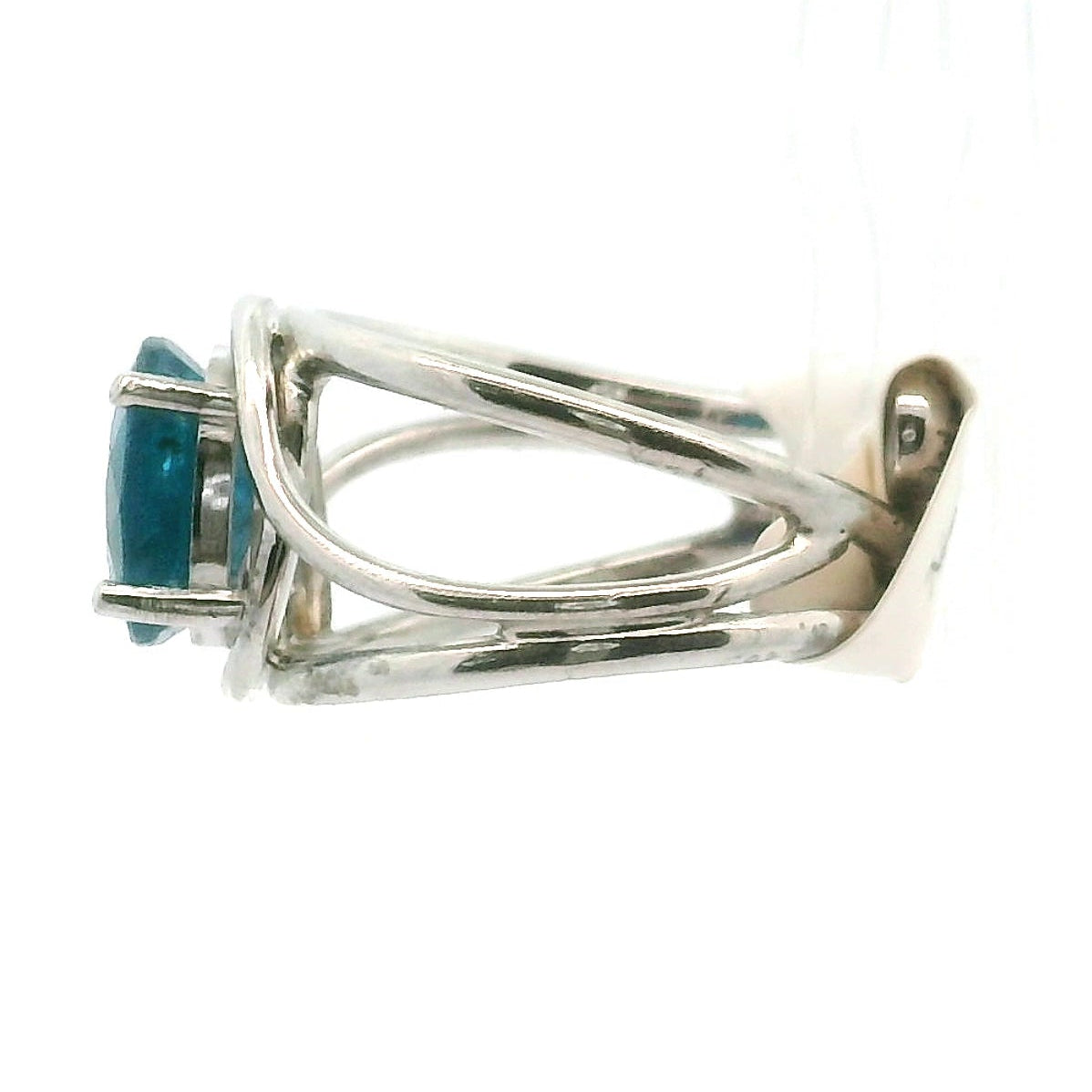 Neon Blue Apatite Midi Cuff Ring .925 Silver for Overall Health and Wellness