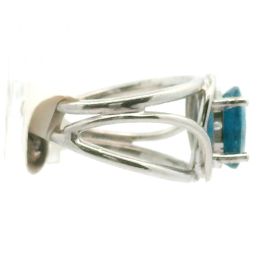 Neon Blue Apatite Midi Cuff Ring .925 Silver for Overall Health and Wellness