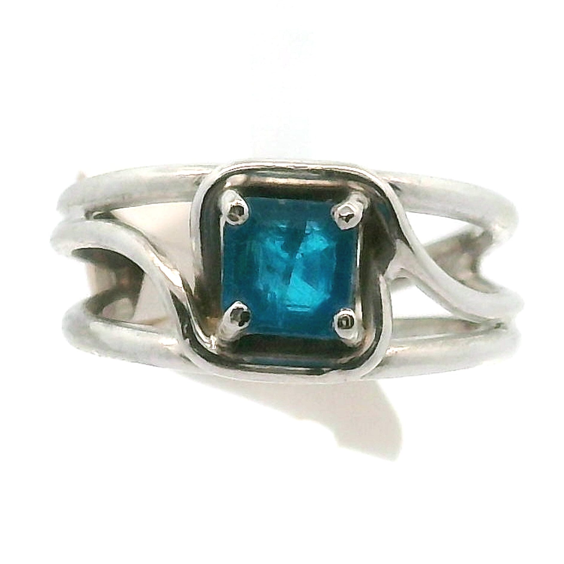 Neon Blue Apatite Midi Cuff Ring .925 Silver for Overall Health and Wellness