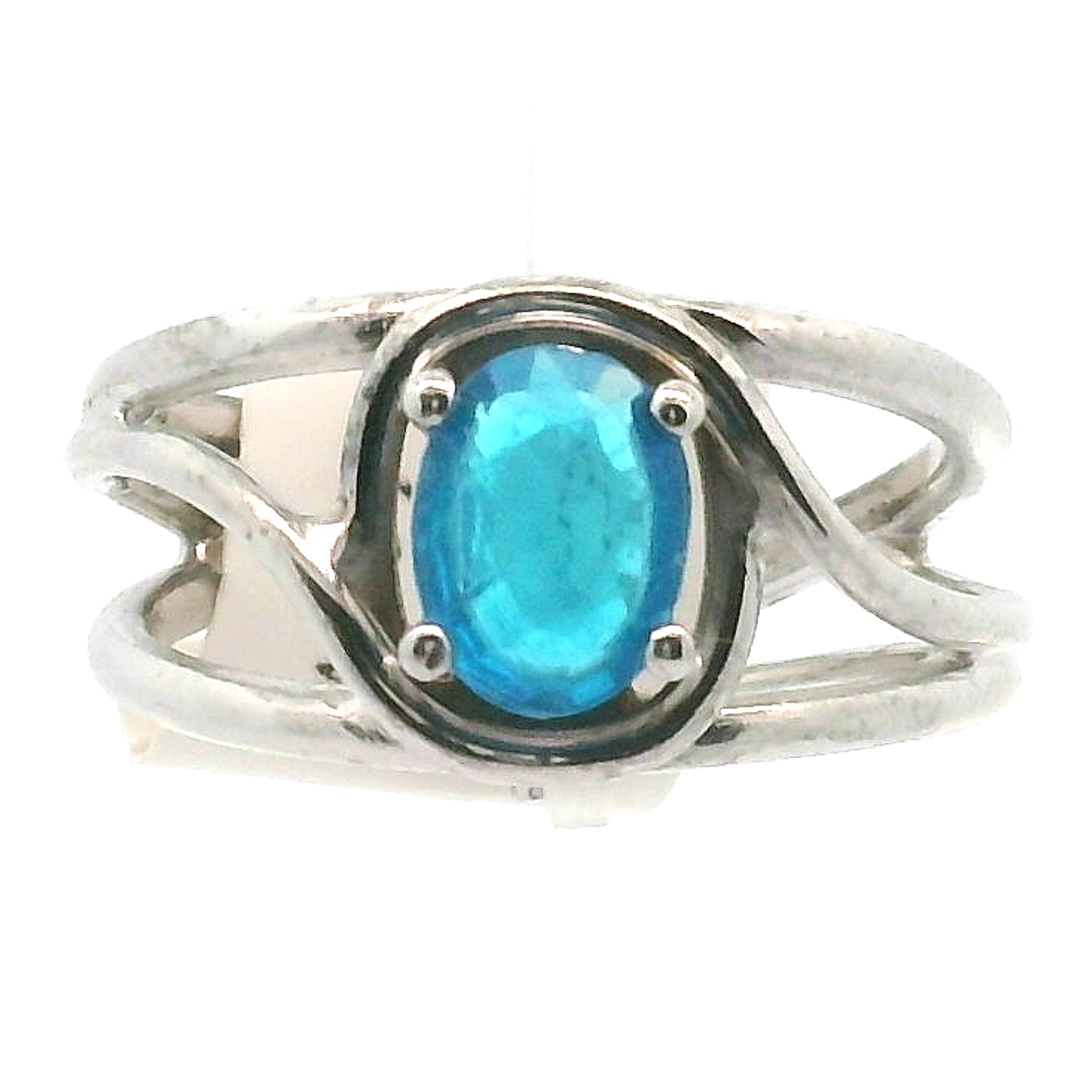 Neon Blue Apatite Midi Cuff Ring .925 Silver for Overall Health and Wellness