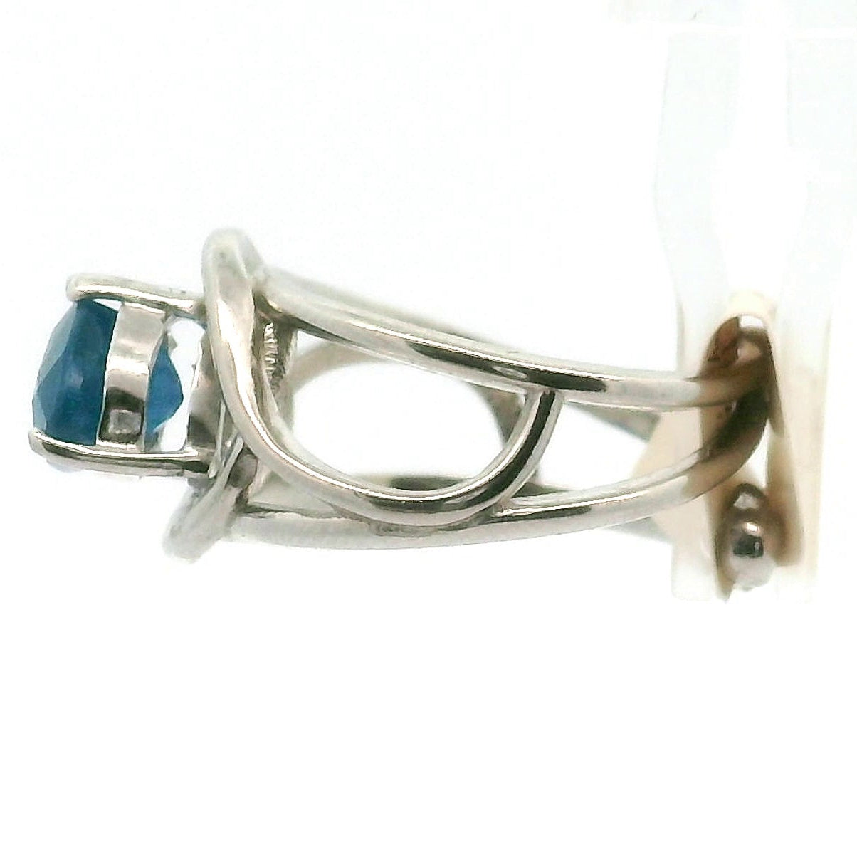 Neon Blue Apatite Cuff Ring .925 Silver for Overall Health and Wellness