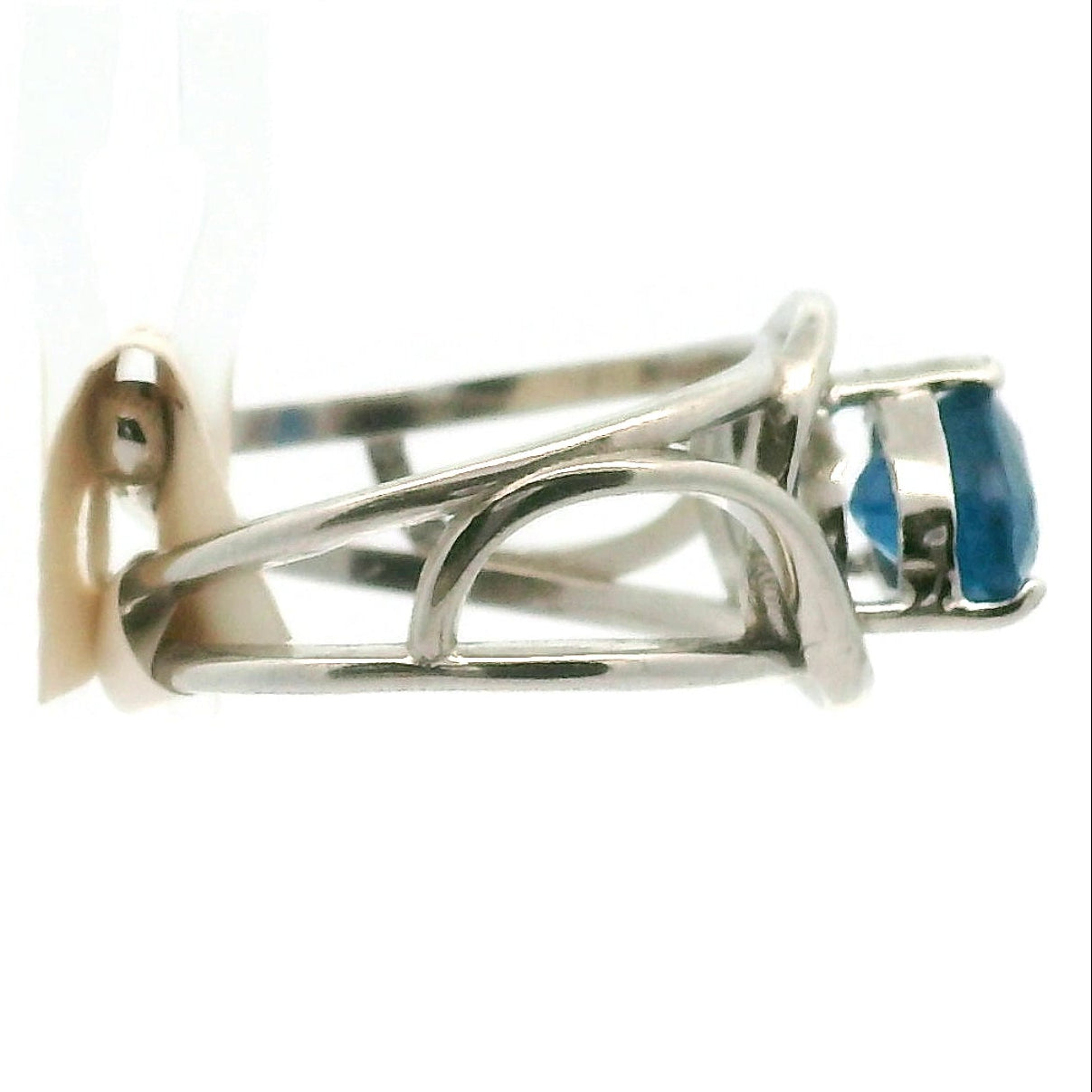 Neon Blue Apatite Cuff Ring .925 Silver for Overall Health and Wellness