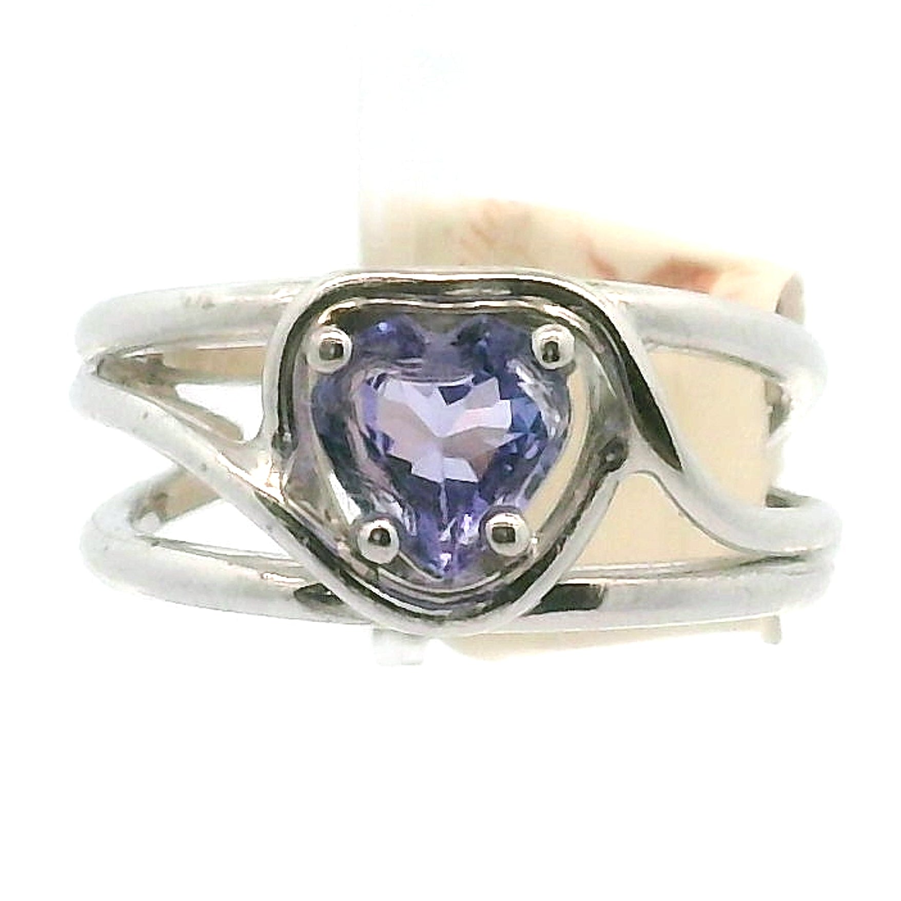 Tanzanite Heart Midi Cuff Ring .925 Silver for Divine Guidance, Enlightenment & Activation of Higher Heart