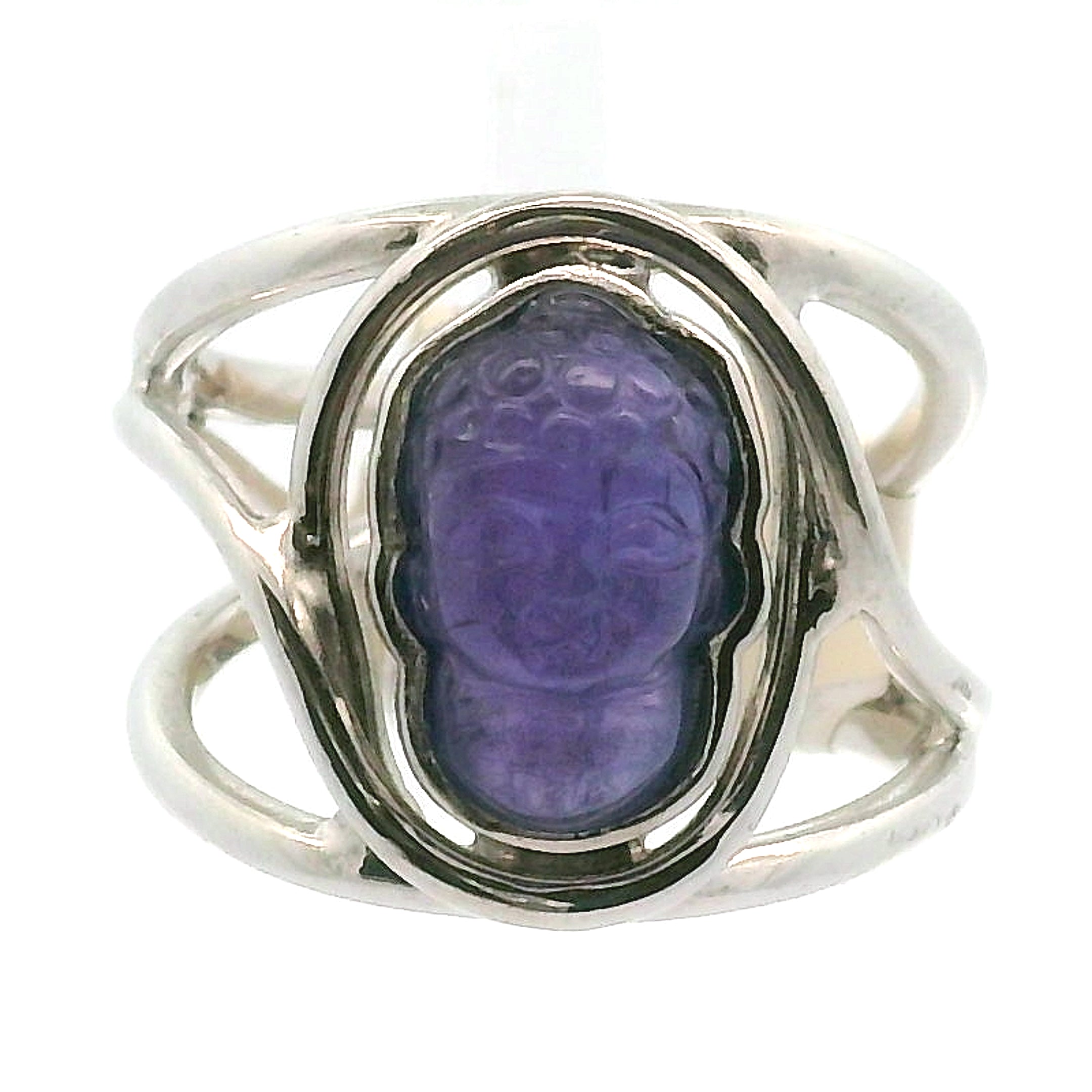 Tanzanite Buddha Ring .925 Silver for Spiritual Evolution