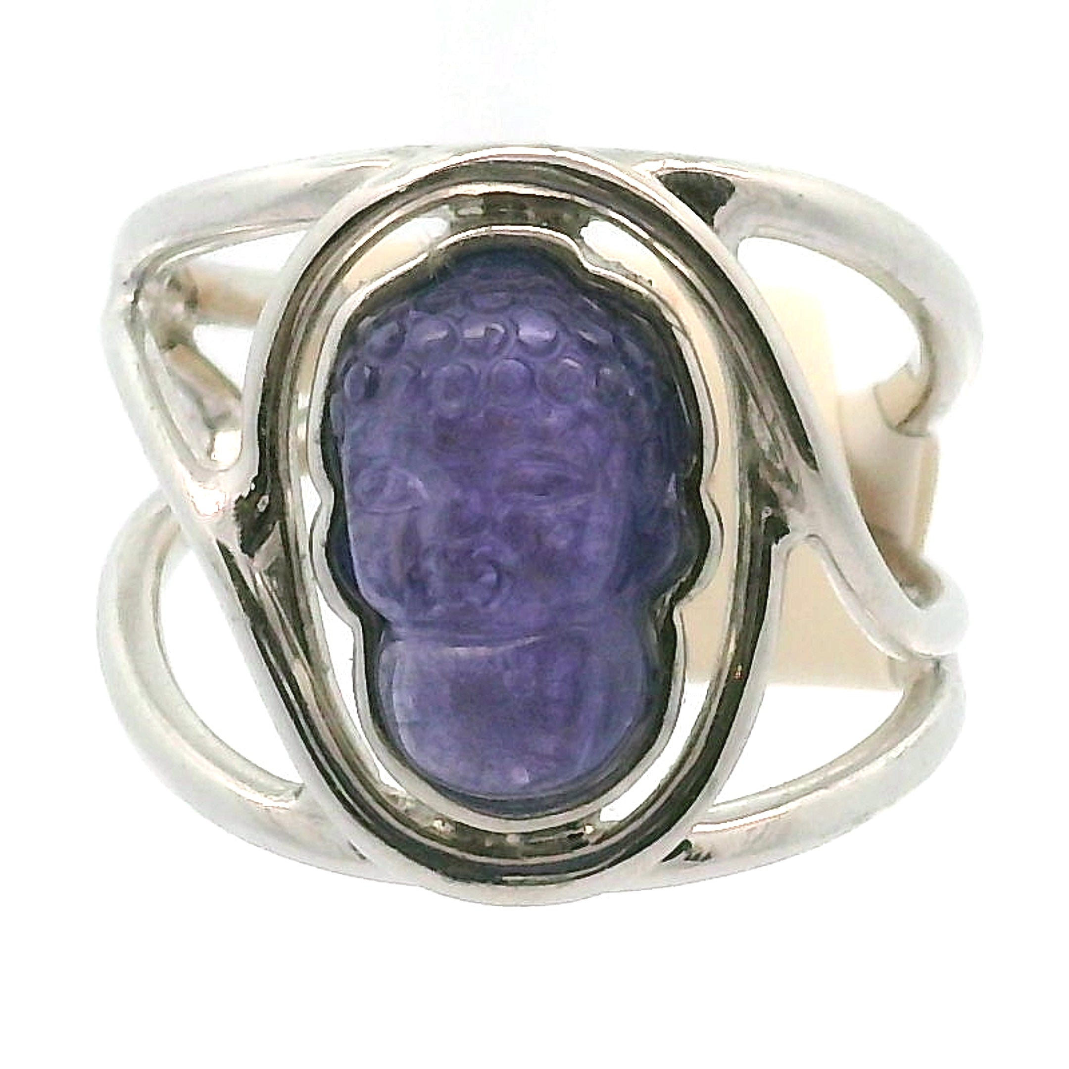 Tanzanite Buddha Ring .925 Silver for Spiritual Evolution