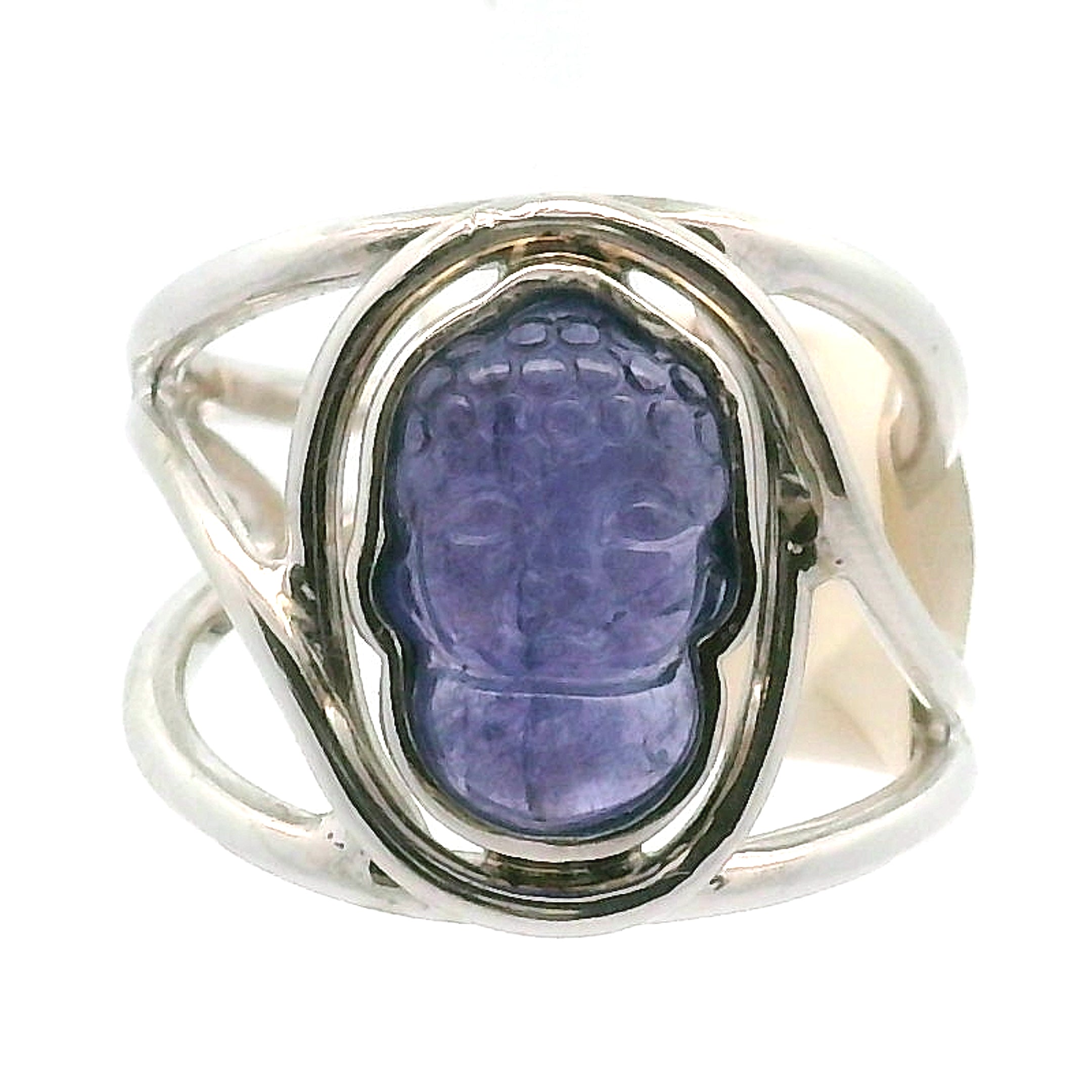 Tanzanite Buddha Ring .925 Silver for Spiritual Evolution