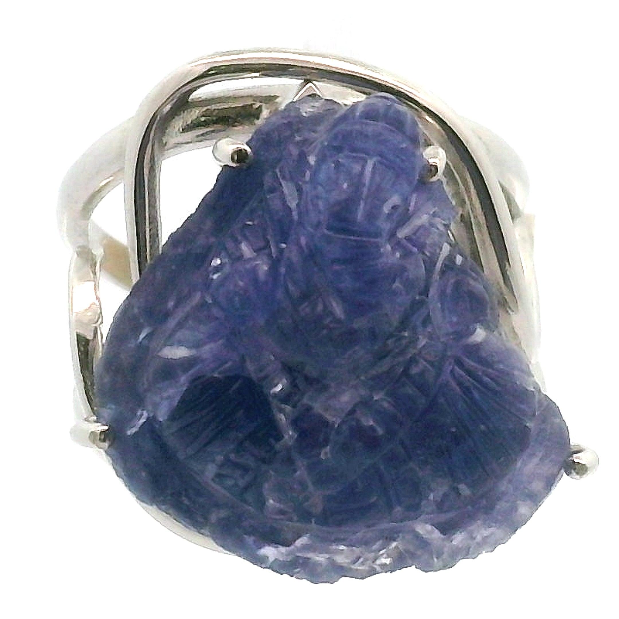 Tanzanite Ganesha Cuff Ring .925 Silver for Spiritual Evolution
