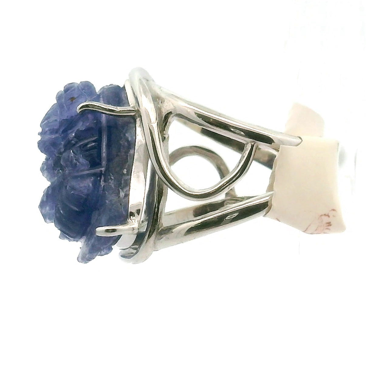 Tanzanite Ganesha Cuff Ring .925 Silver for Spiritual Evolution