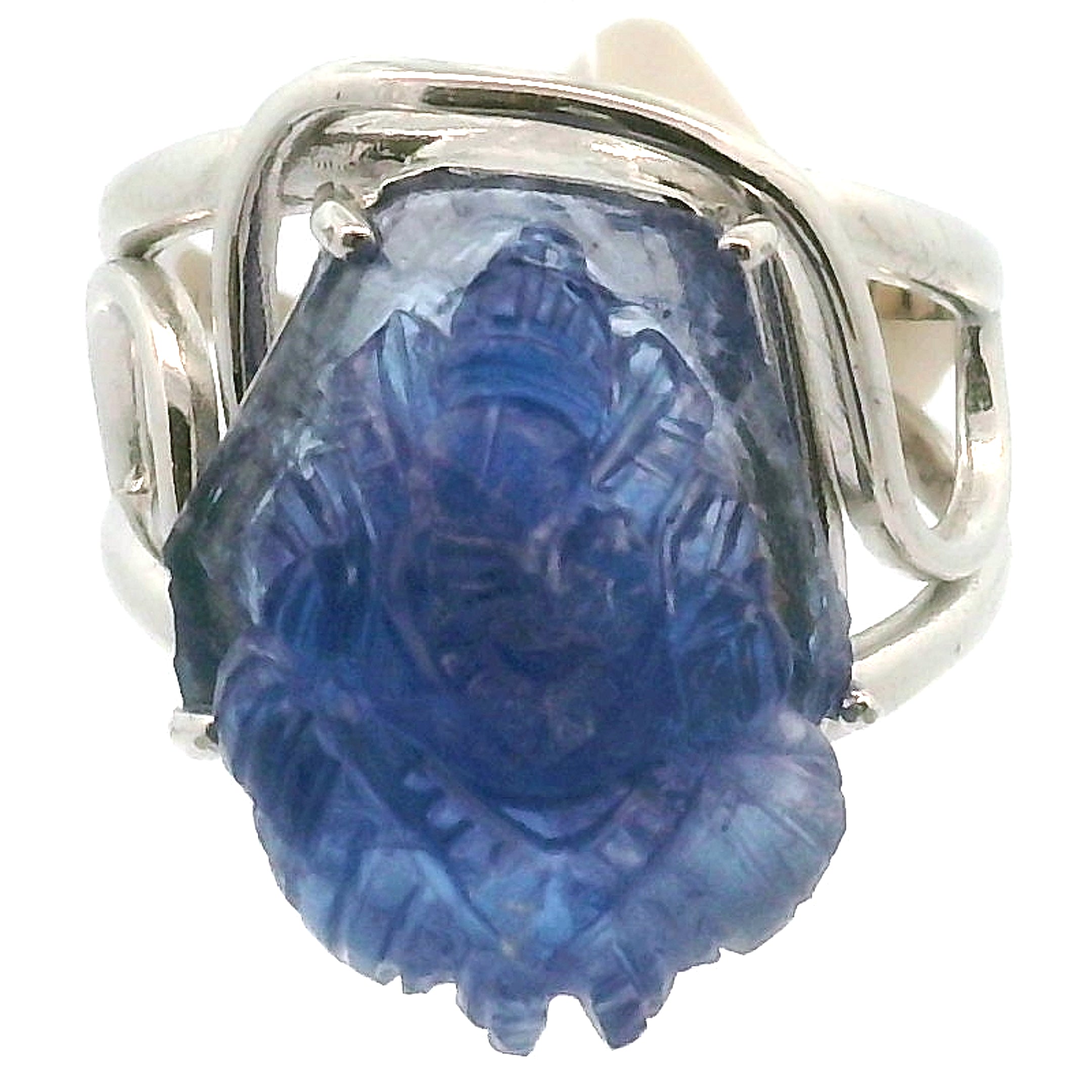 Tanzanite Ganesha Cuff Ring .925 Silver for Spiritual Evolution