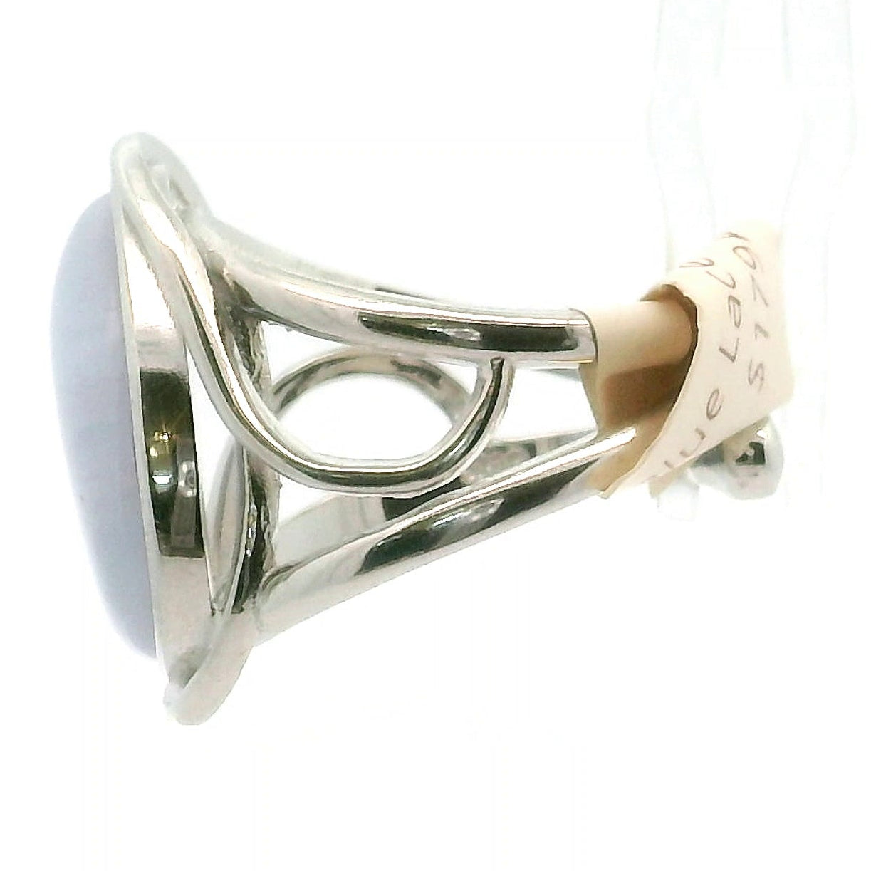 Blue Lace Agate Cuff Ring .925 Silver for Soothing Emotions and Improving Communication