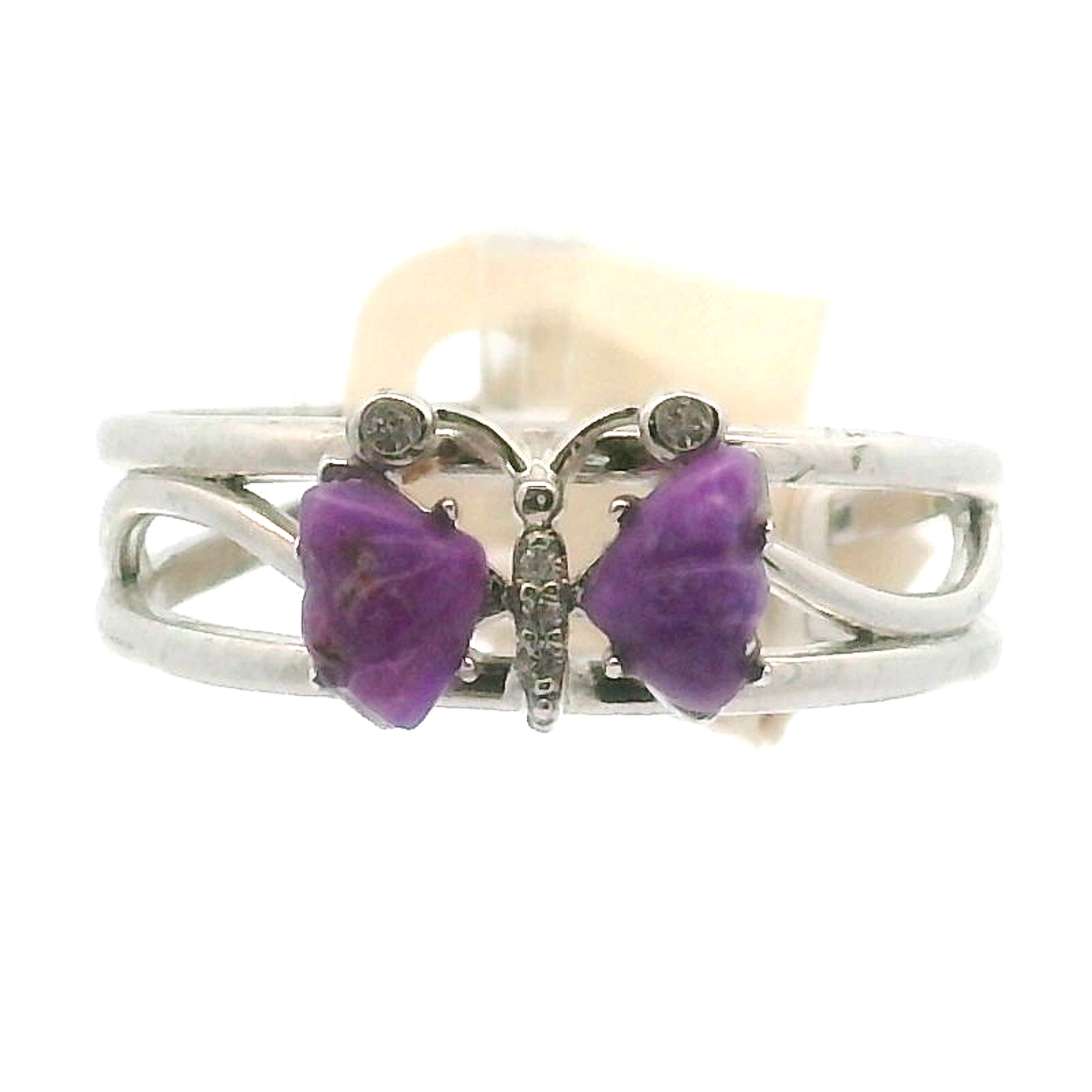 Sugilite Butterfly Cuff Ring .925 Silver for Enhancing Dreamwork and Discovery of Your Path