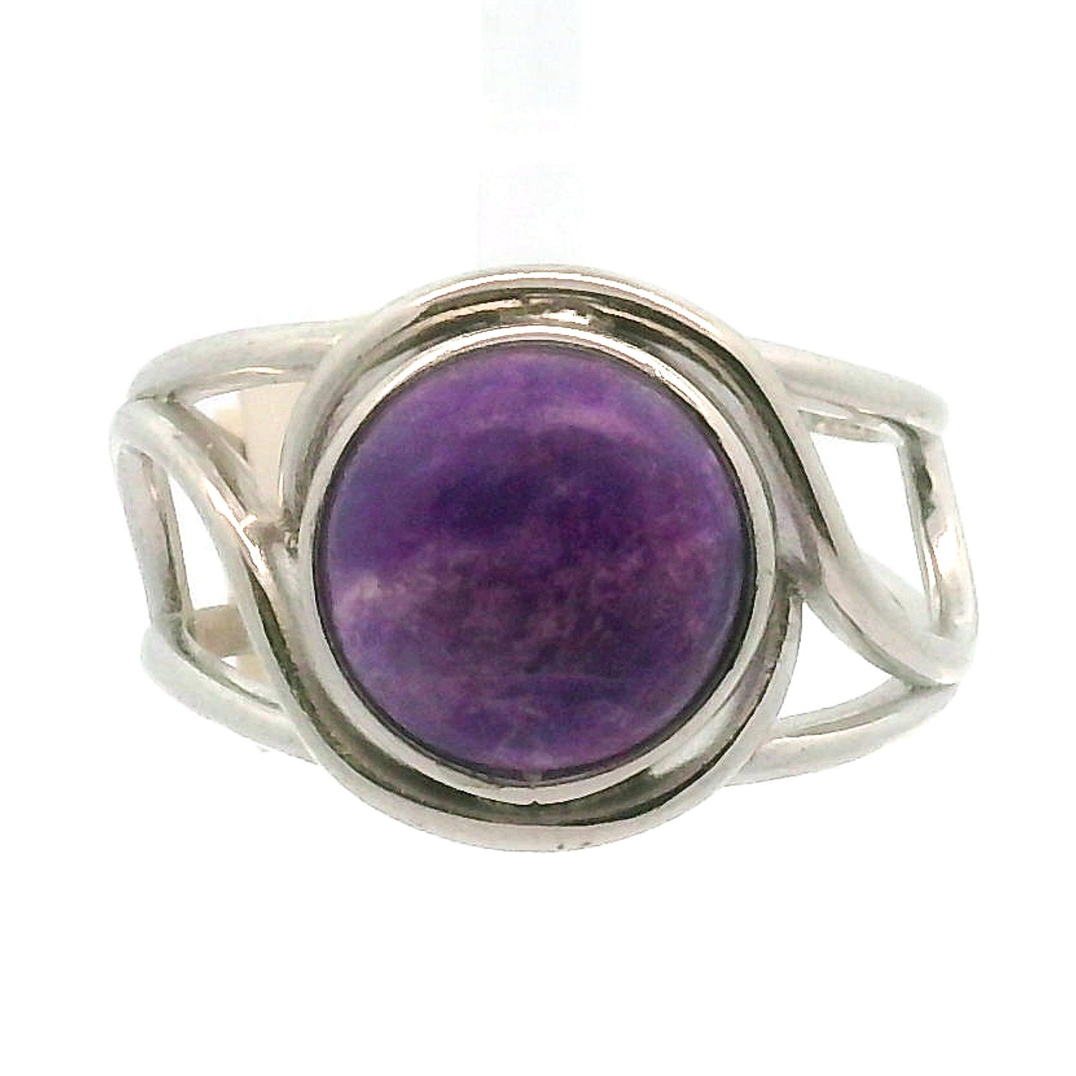 Sugilite Cuff Ring .925 Silver for Enhancing Dreamwork and Discovery of Your Path