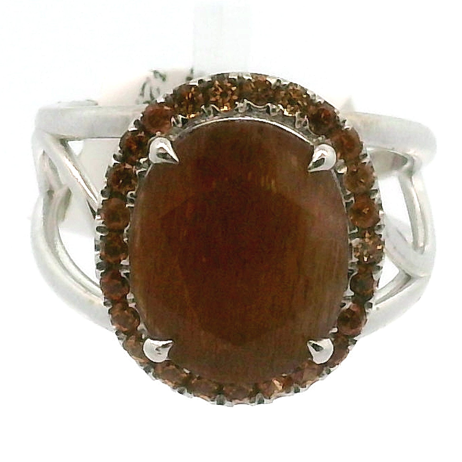 Sunstone, Black Moonstone, and Spessartine Garnet Pavé Cuff Ring .925 Silver for Manifesting Wealth and Abundance