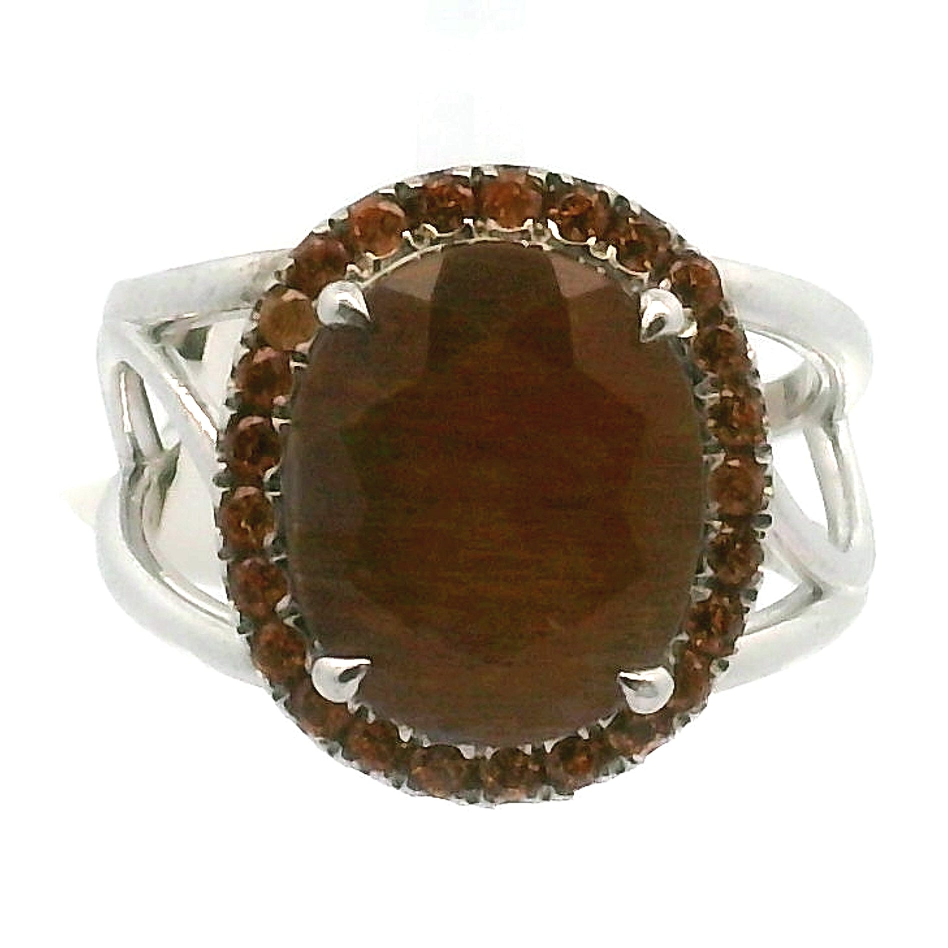 Sunstone, Black Moonstone, and Spessartine Garnet Pavé Cuff Ring .925 Silver for Manifesting Wealth and Abundance