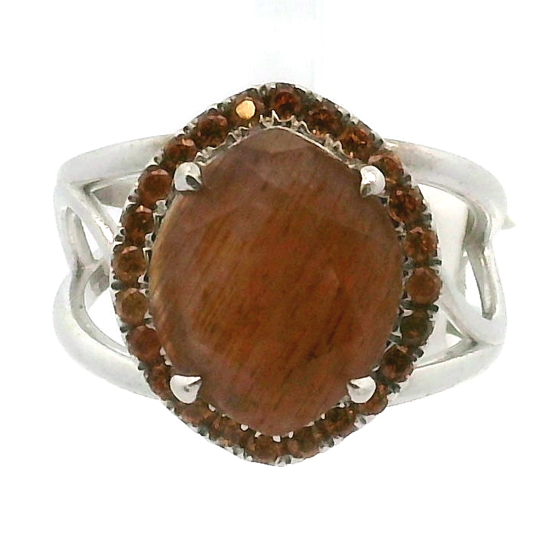 Sunstone, Black Moonstone, and Spessartine Garnet Pavé Cuff Ring .925 Silver for Manifesting Wealth and Abundance