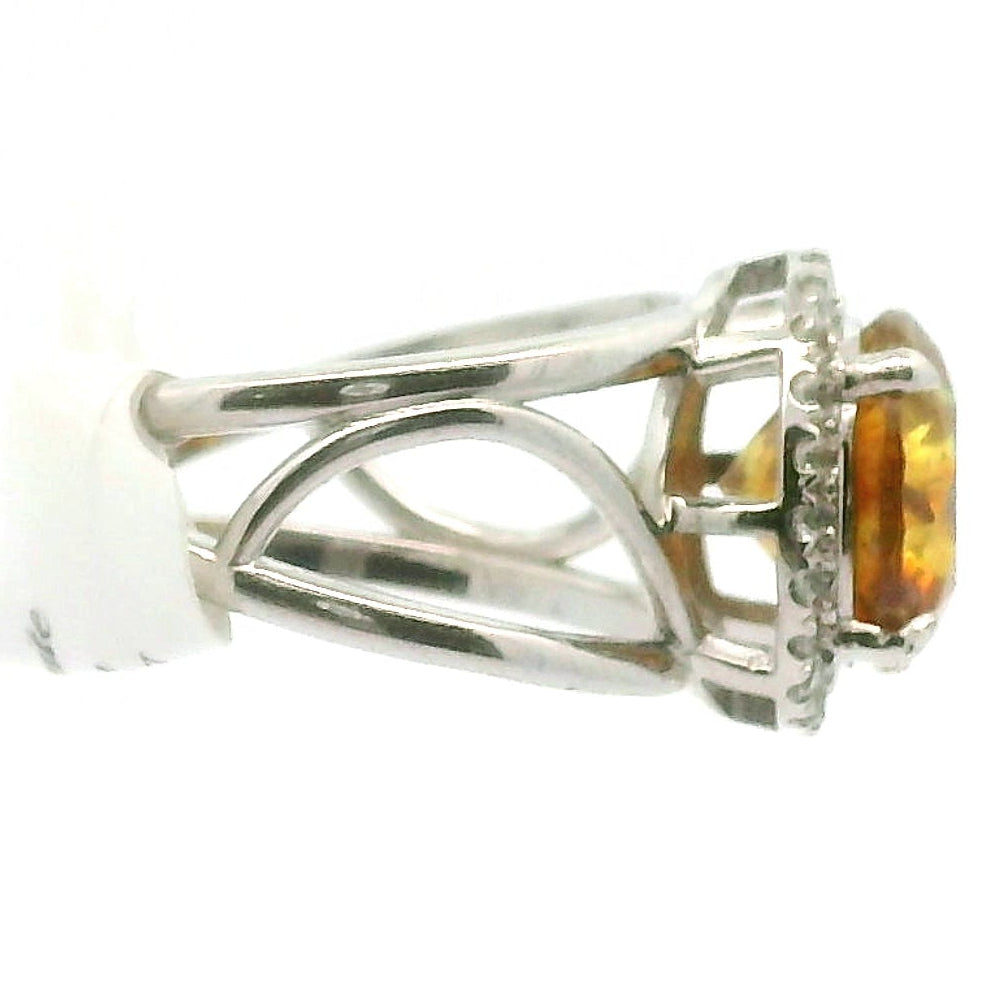 Sphalerite with Zircon Pavé Cuff Ring .925 Silver for Transformation, Self-Reflection and Acceptance