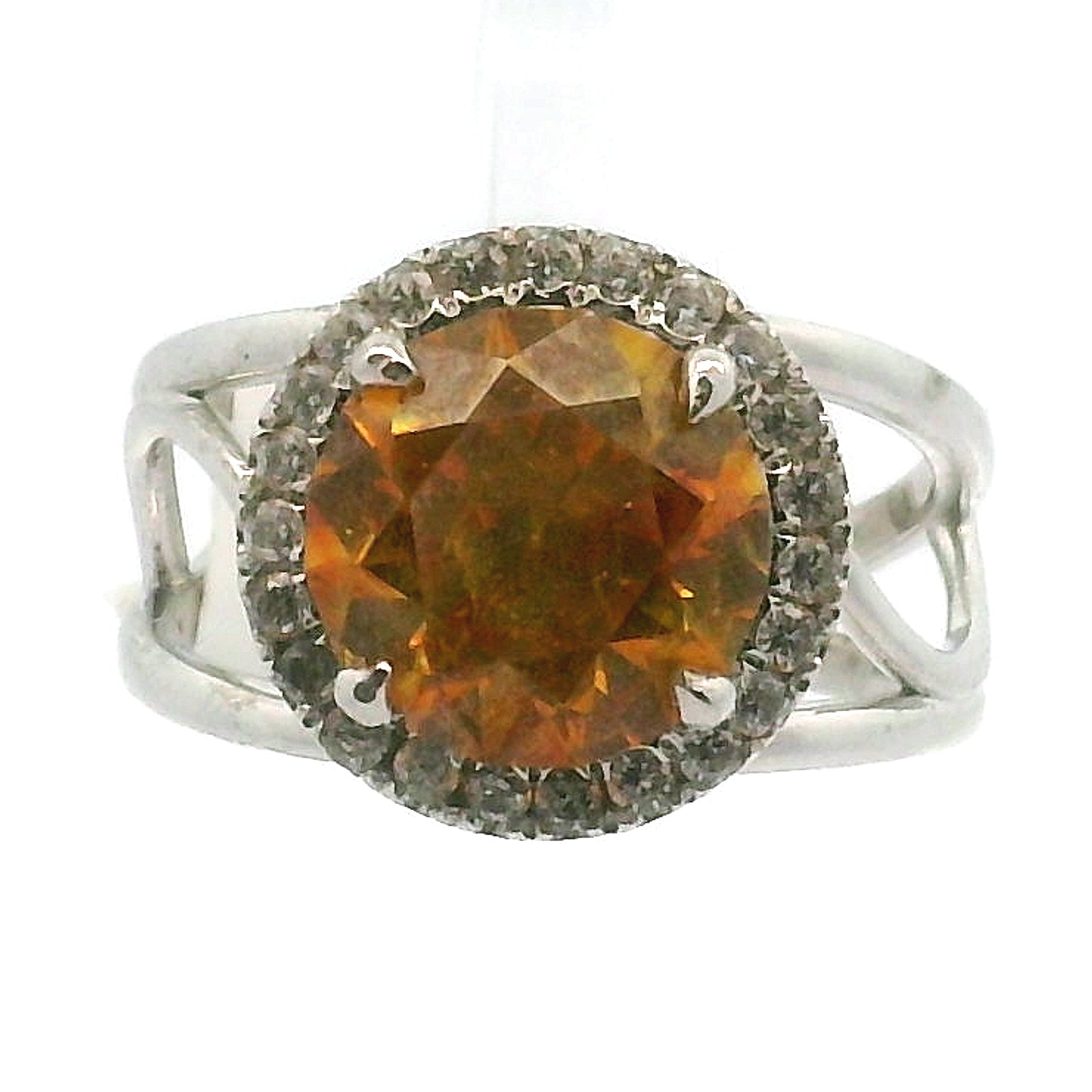 Sphalerite with Zircon Pavé Cuff Ring .925 Silver for Transformation, Self-Reflection and Acceptance