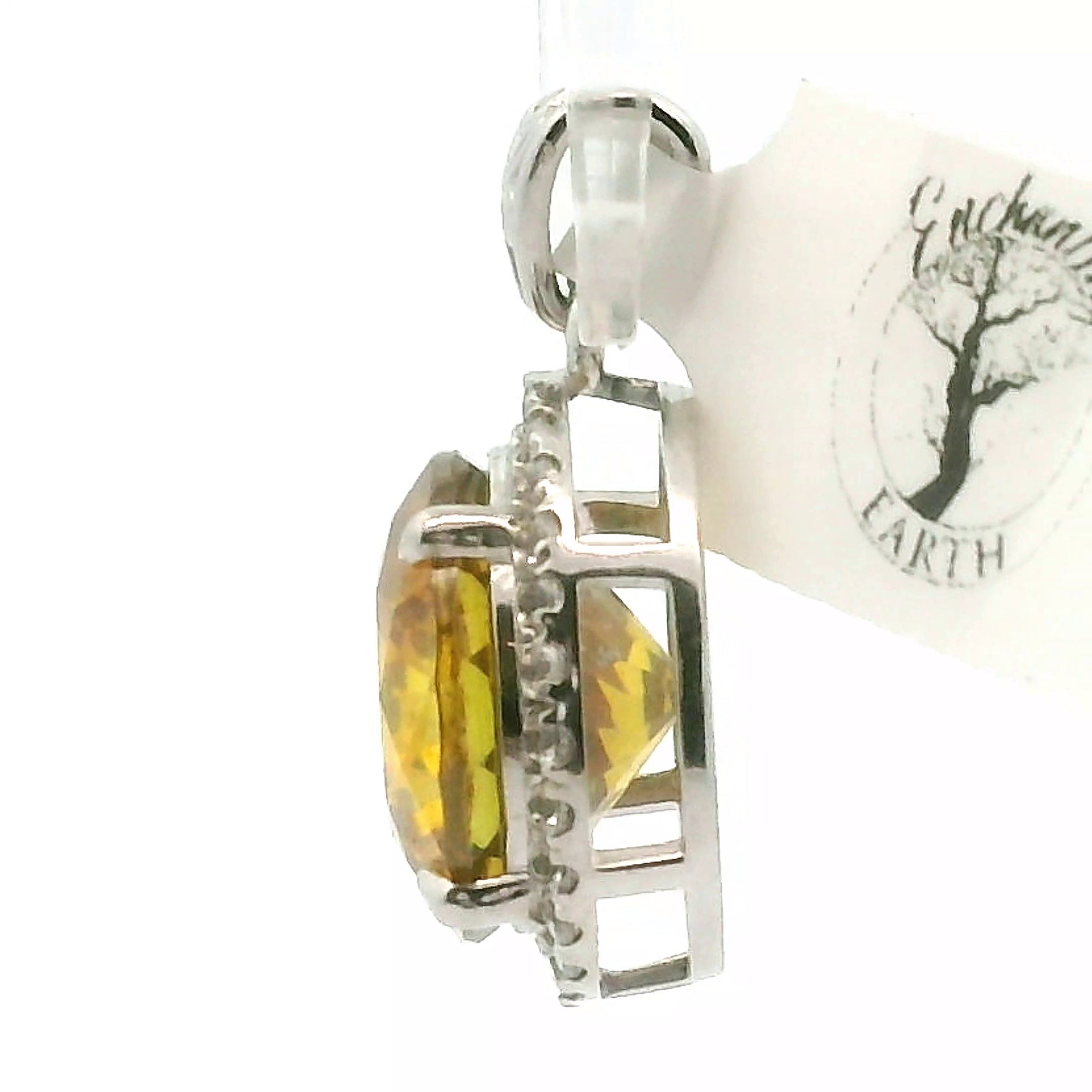 Sphalerite with Zircon Pavé Pendant .925 Silver for Transformation, Self-Reflection and Acceptance