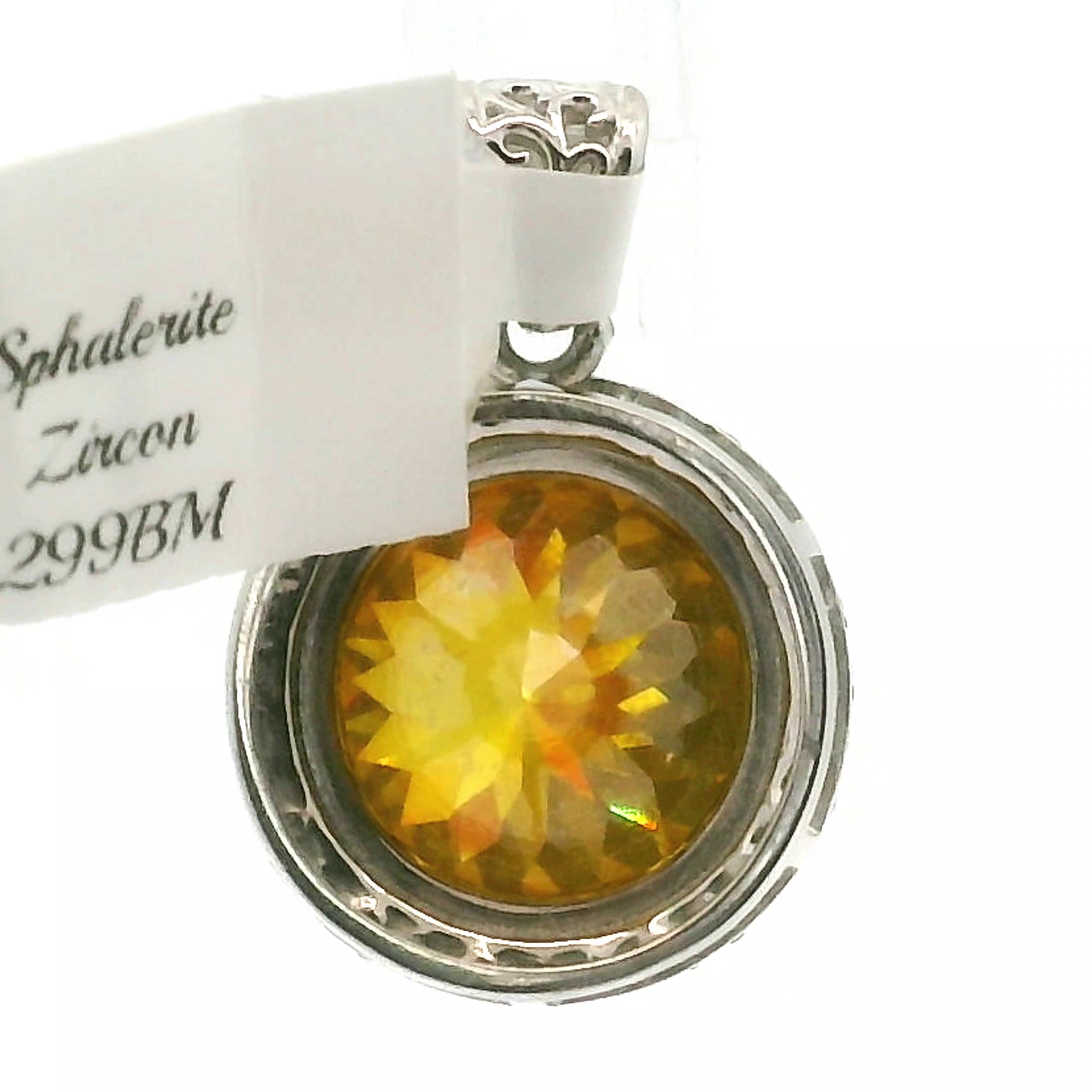 Sphalerite with Zircon Pavé Pendant .925 Silver for Transformation, Self-Reflection and Acceptance