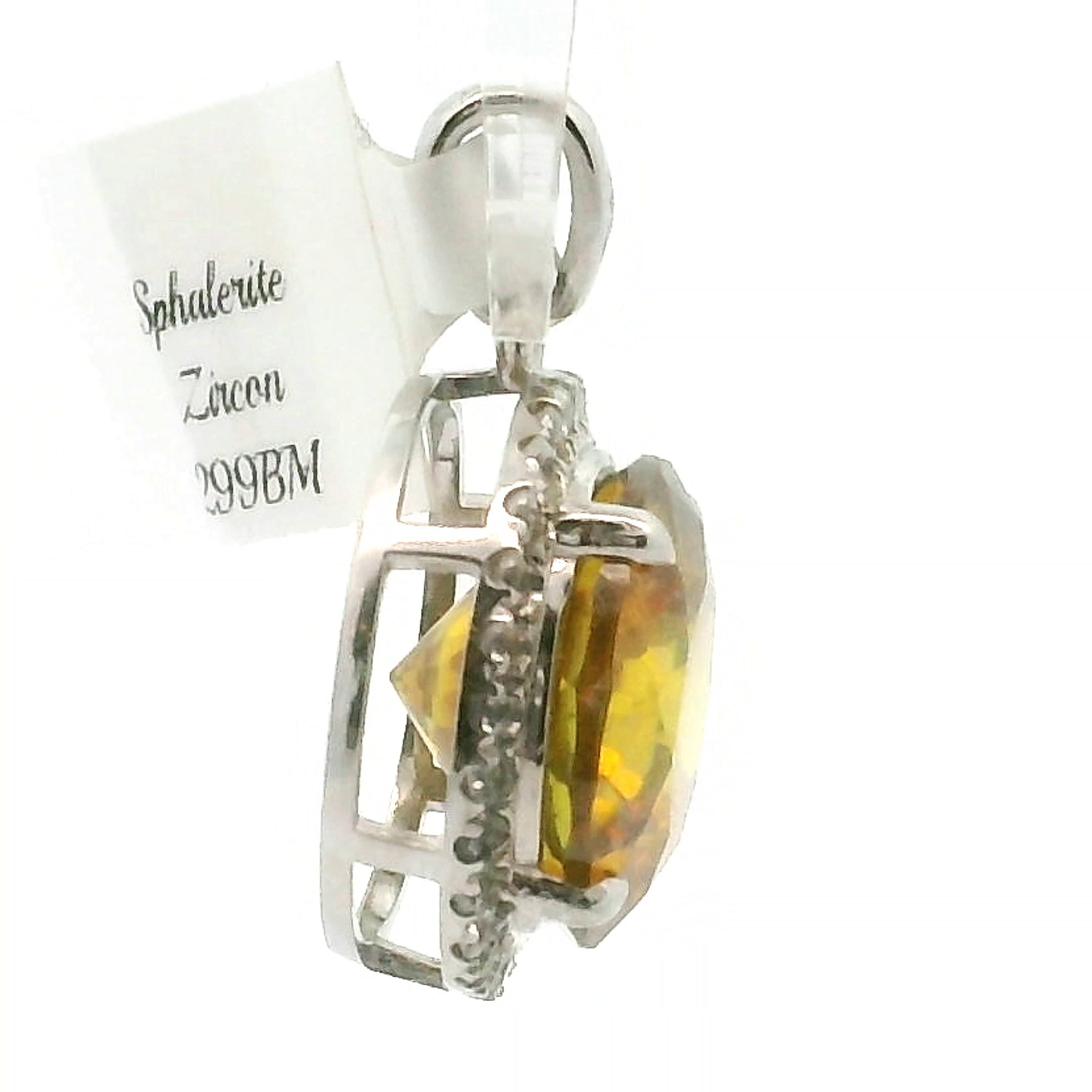 Sphalerite with Zircon Pavé Pendant .925 Silver for Transformation, Self-Reflection and Acceptance