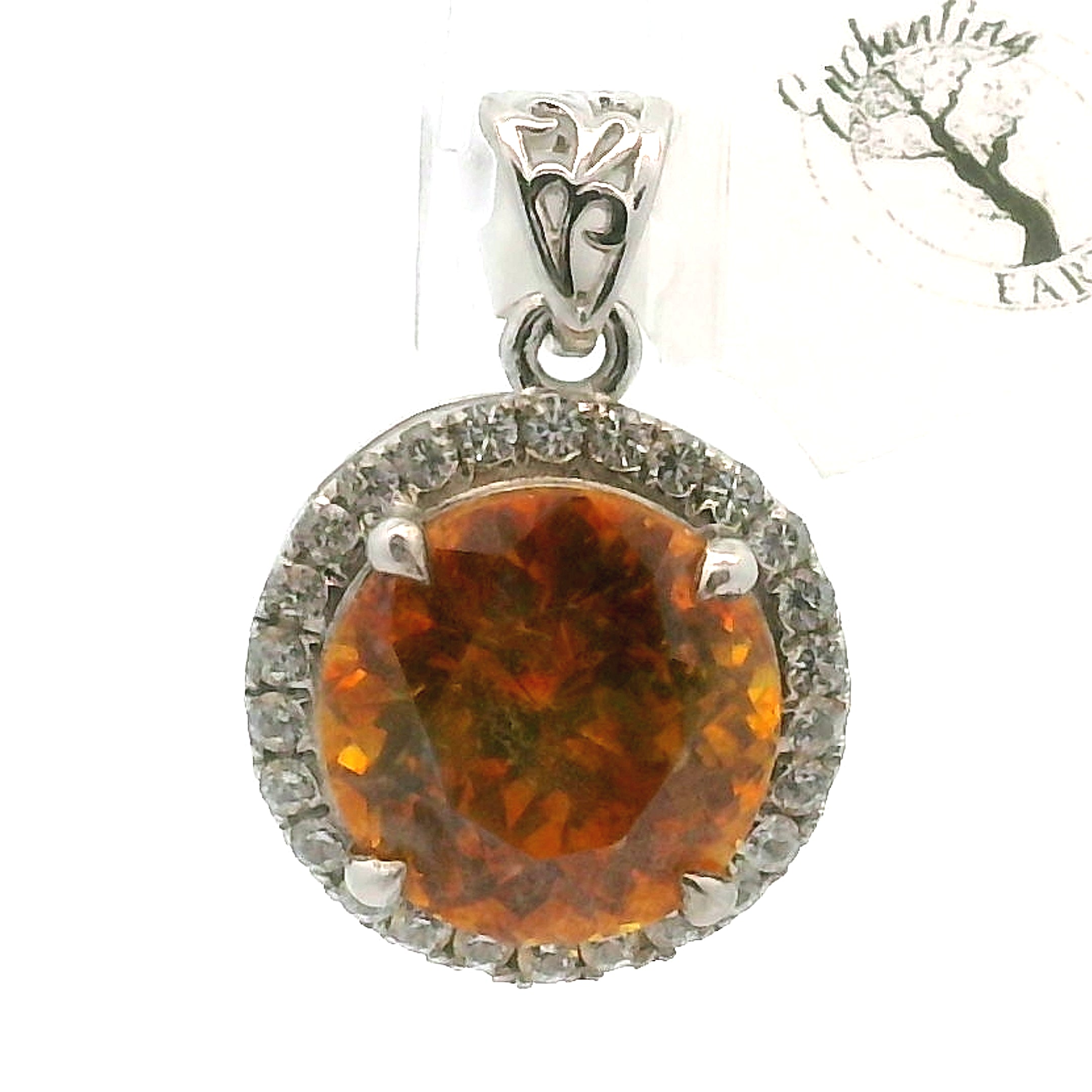 Sphalerite with Zircon Pavé Pendant .925 Silver for Transformation, Self-Reflection and Acceptance