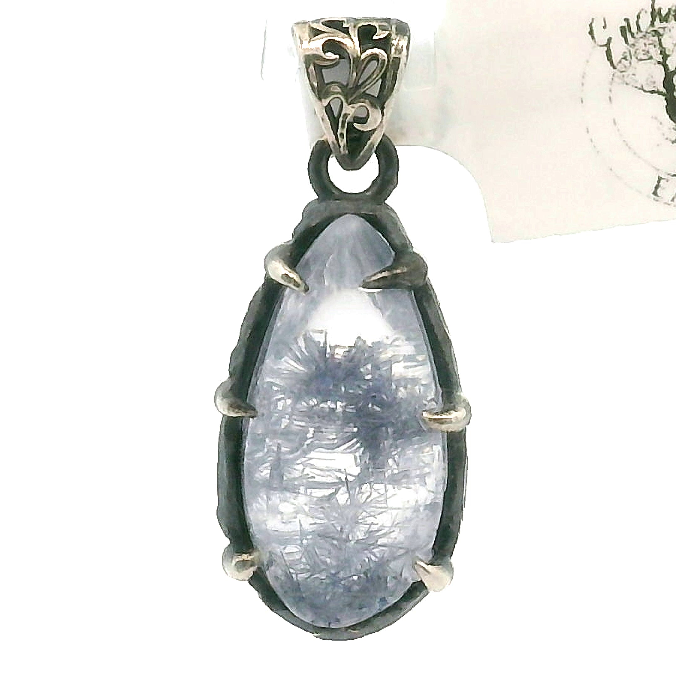 Dumortierite in Quartz Bad Witch Pendant .925 Silver for Hope, Improving Memory and New Ideas