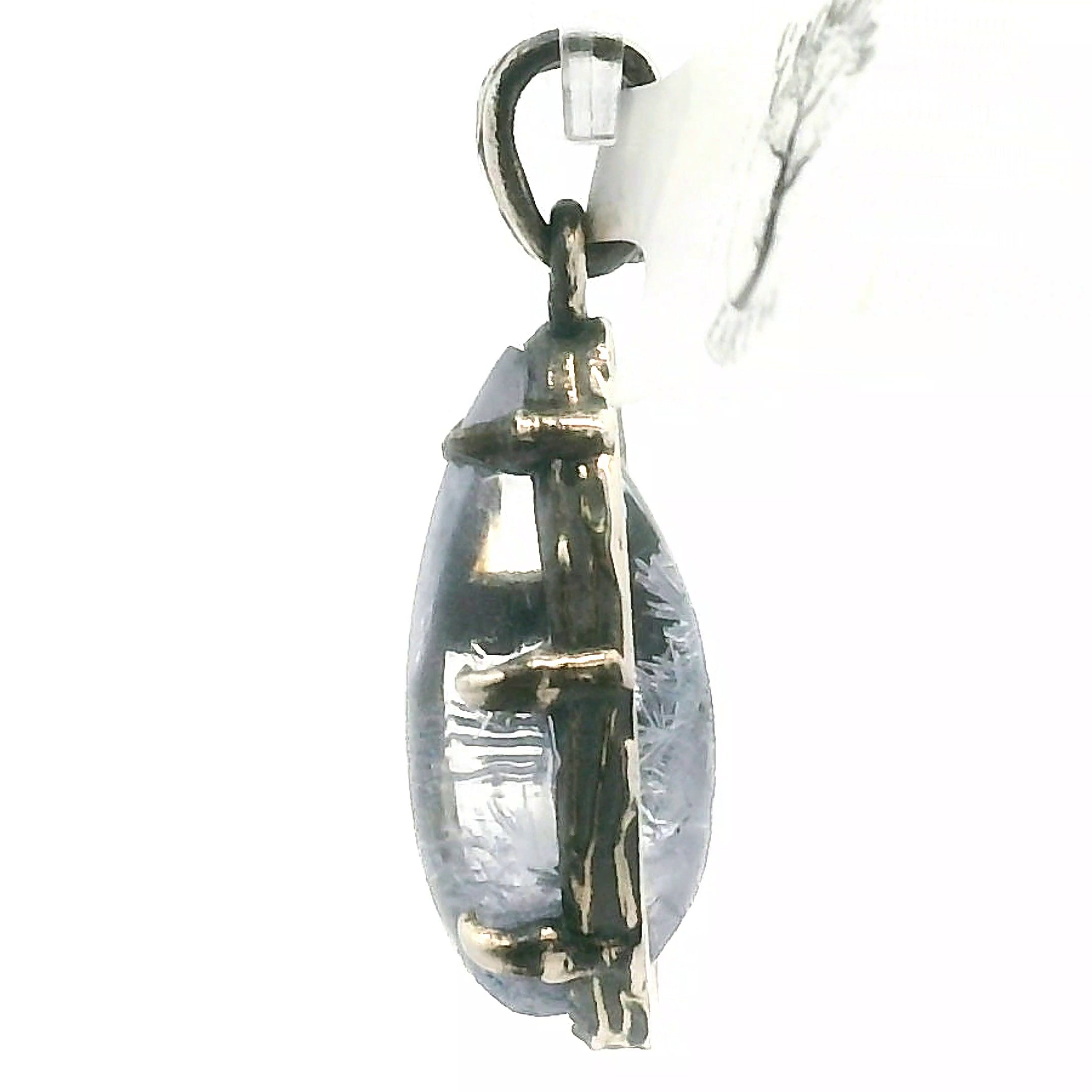 Dumortierite in Quartz Bad Witch Pendant .925 Silver for Hope, Improving Memory and New Ideas