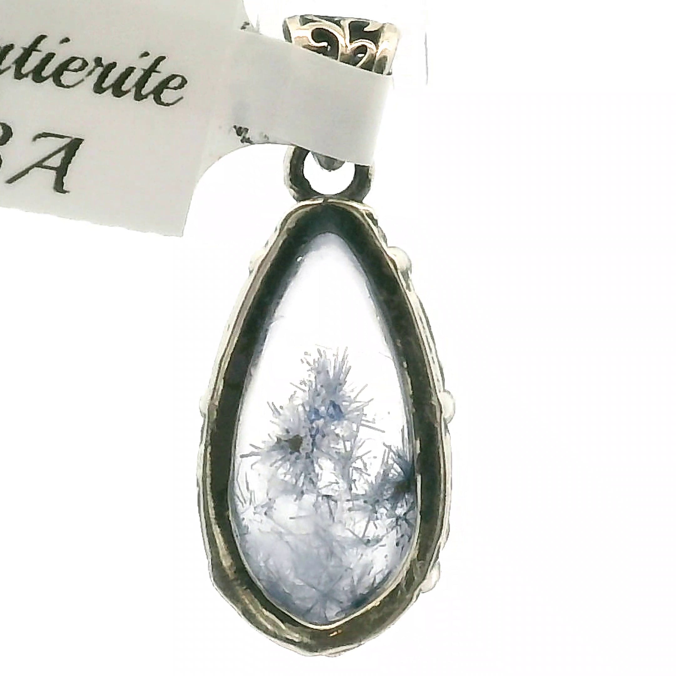 Dumortierite in Quartz Bad Witch Pendant .925 Silver for Hope, Improving Memory and New Ideas