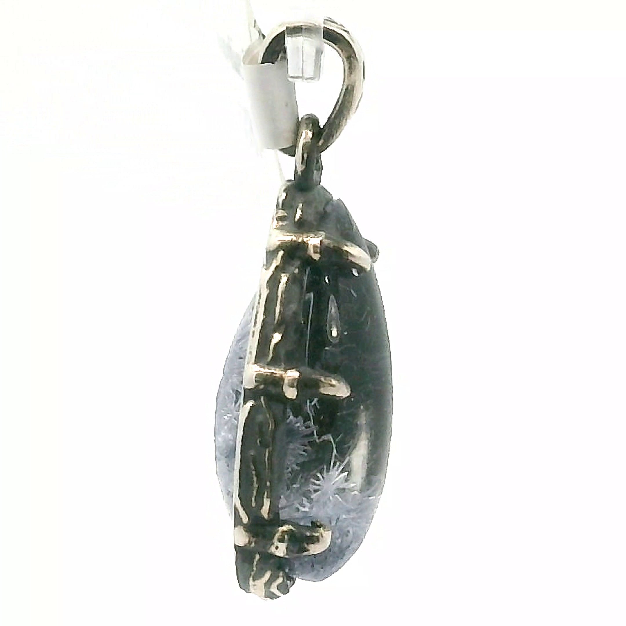 Dumortierite in Quartz Bad Witch Pendant .925 Silver for Hope, Improving Memory and New Ideas
