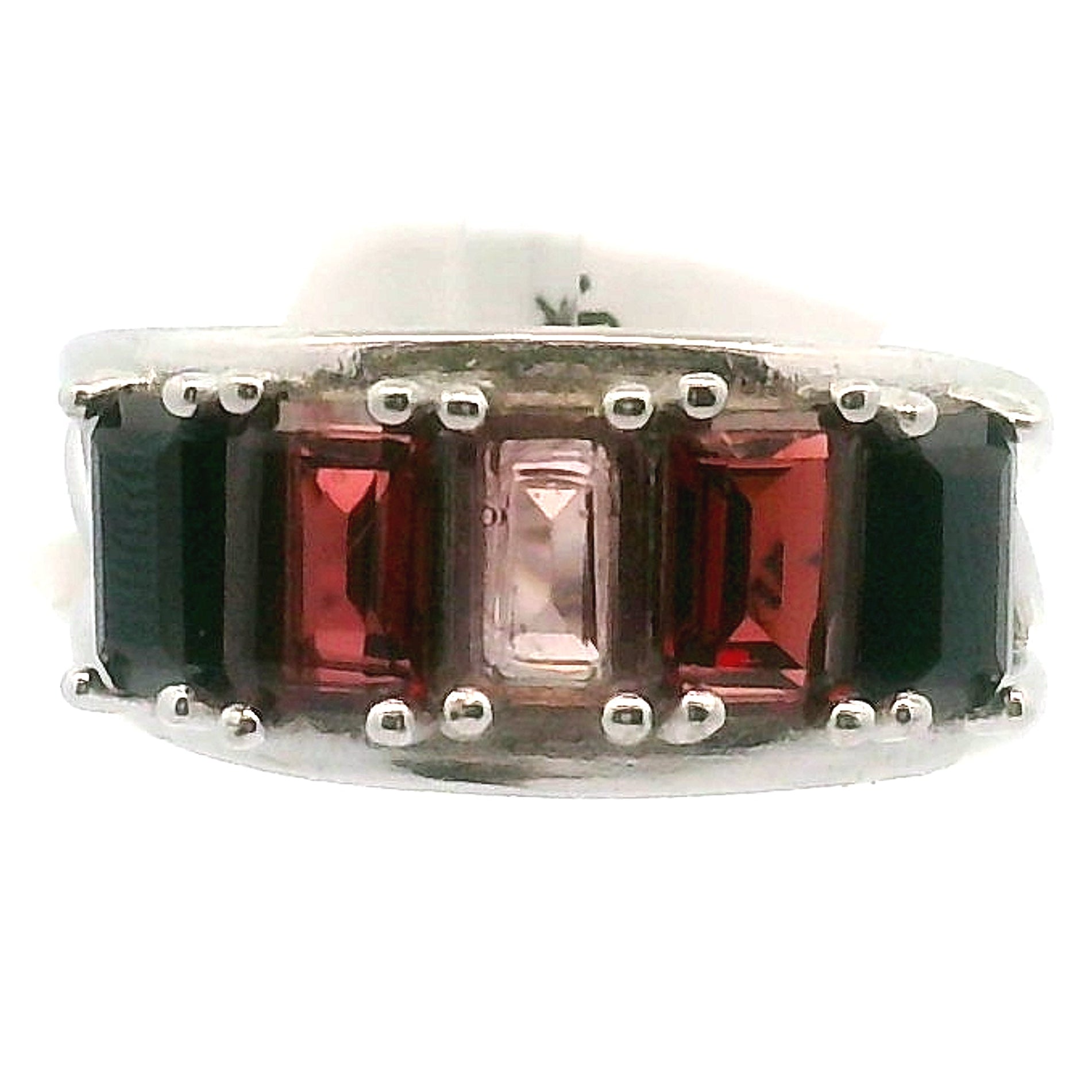 Multi Stone Emerald Cut Stacker Cuff Ring .925 Silver for Healing, Intention Setting and Manifesting your Desires