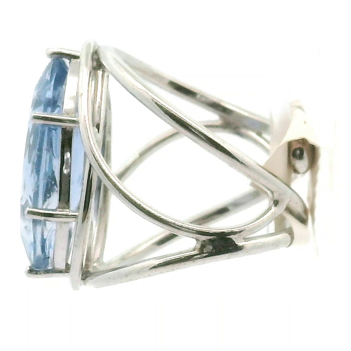 Blue Fluorite Marquis Cuff Ring .925 Silver for Clarity and Focus