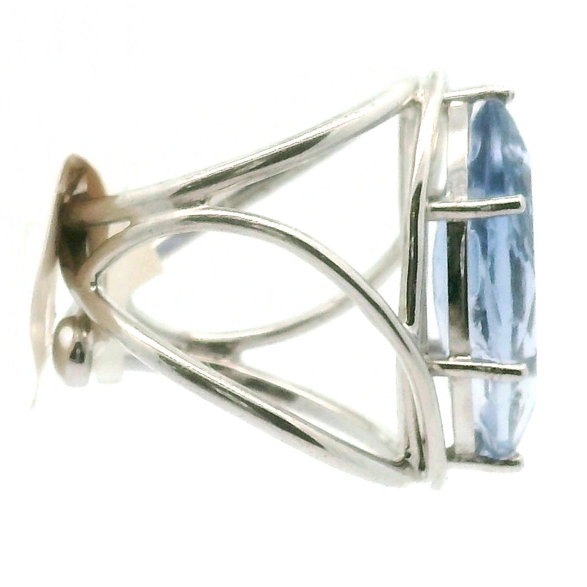 Blue Fluorite Marquis Cuff Ring .925 Silver for Clarity and Focus