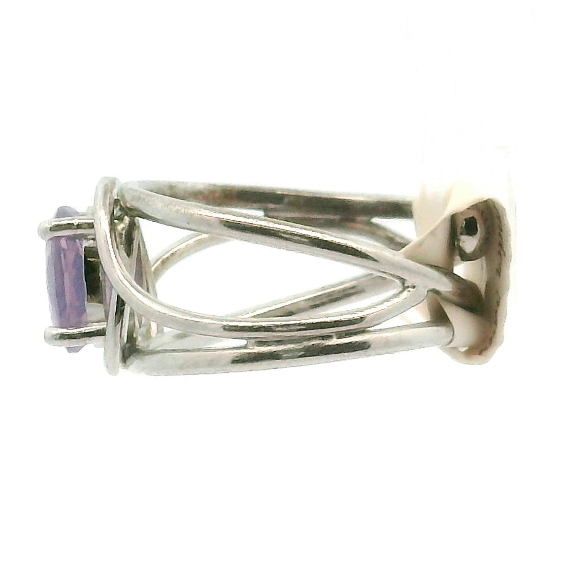 Lavender Moon Quartz Midi Cuff Ring .925 Silver for Angelic Wisdom, Harmony and Healthy Relationships