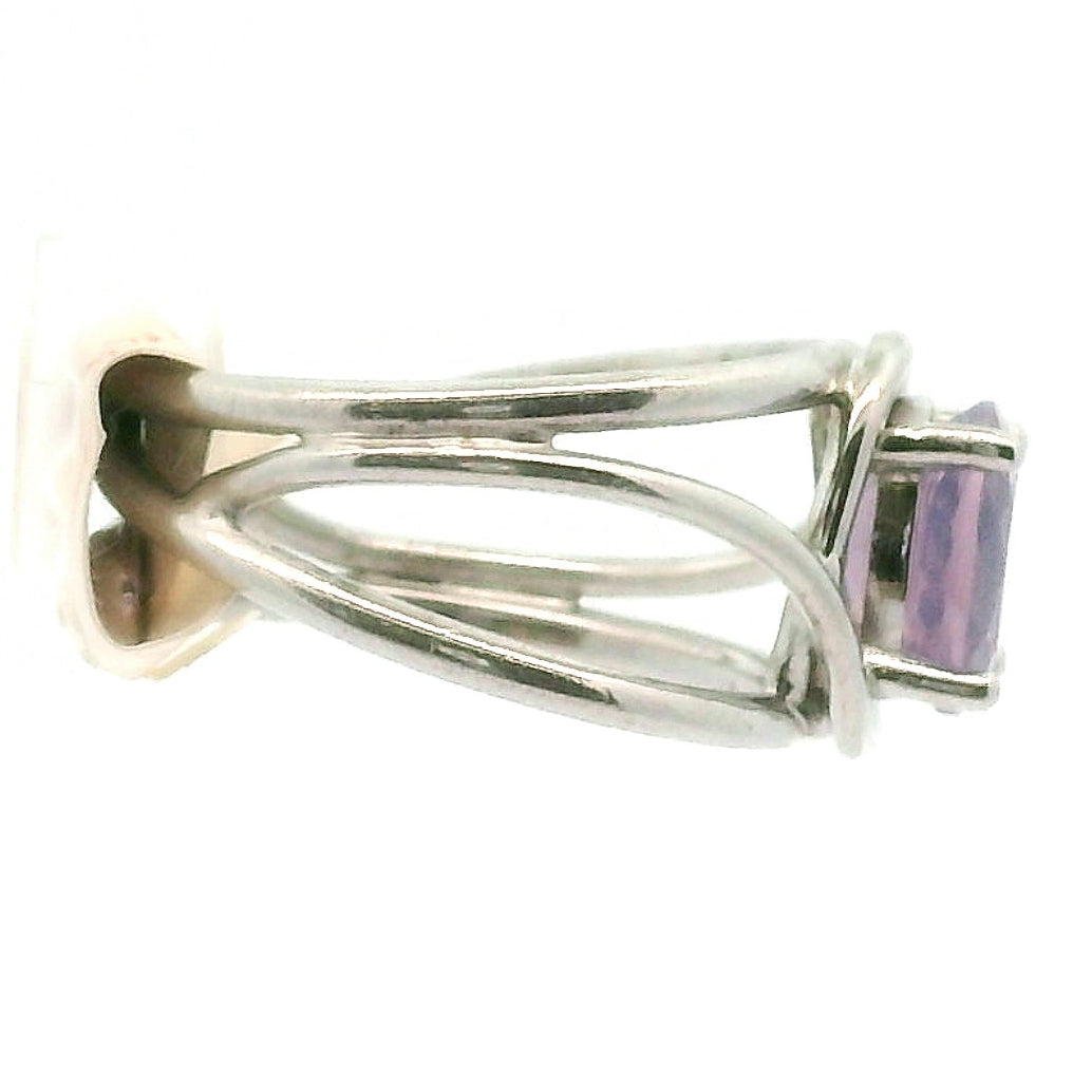 Lavender Moon Quartz Midi Cuff Ring .925 Silver for Angelic Wisdom, Harmony and Healthy Relationships